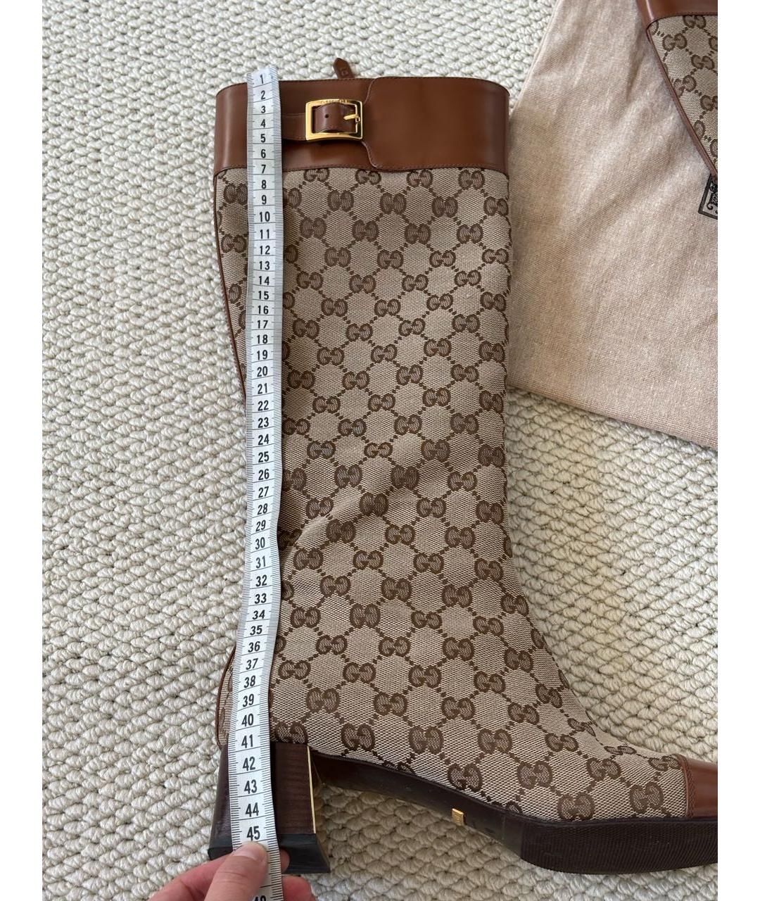 GUCCI Коричневые текстильные сапоги, фото 3