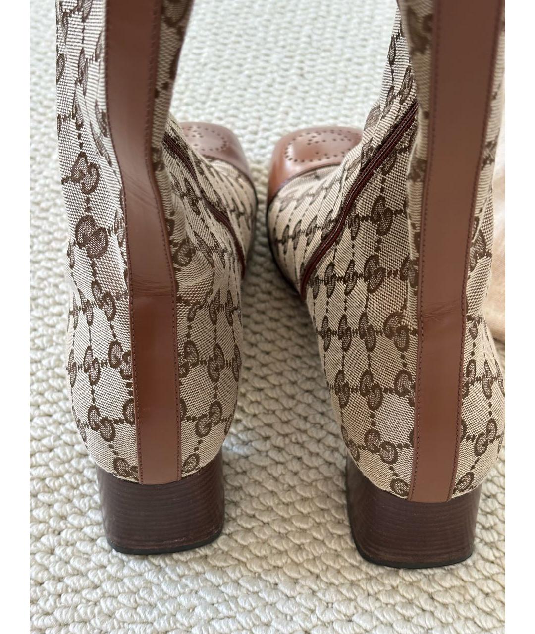 GUCCI Коричневые текстильные сапоги, фото 8