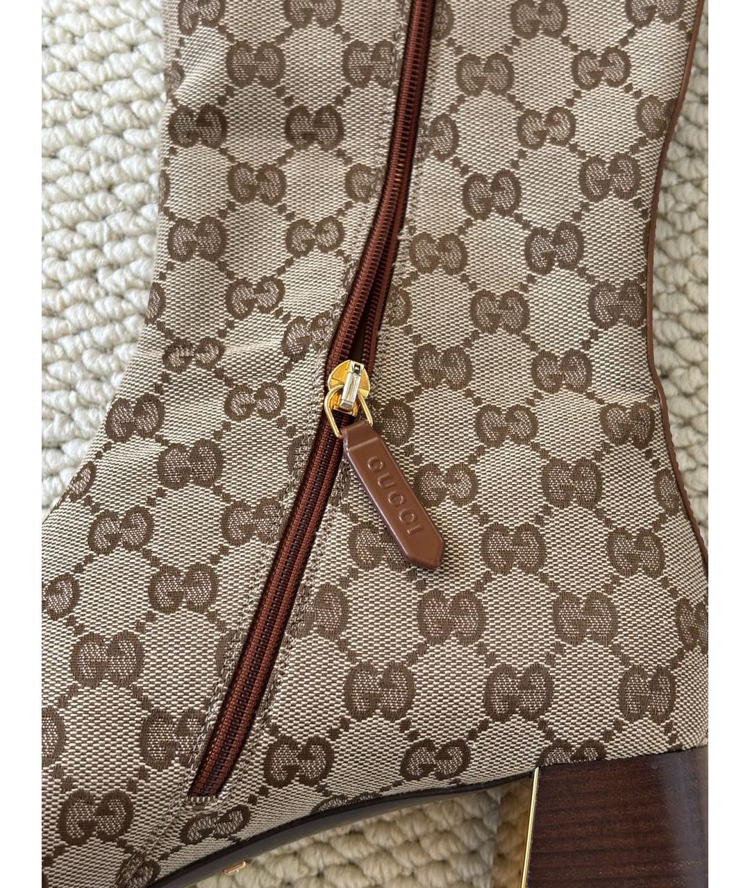 GUCCI Коричневые текстильные сапоги, фото 5