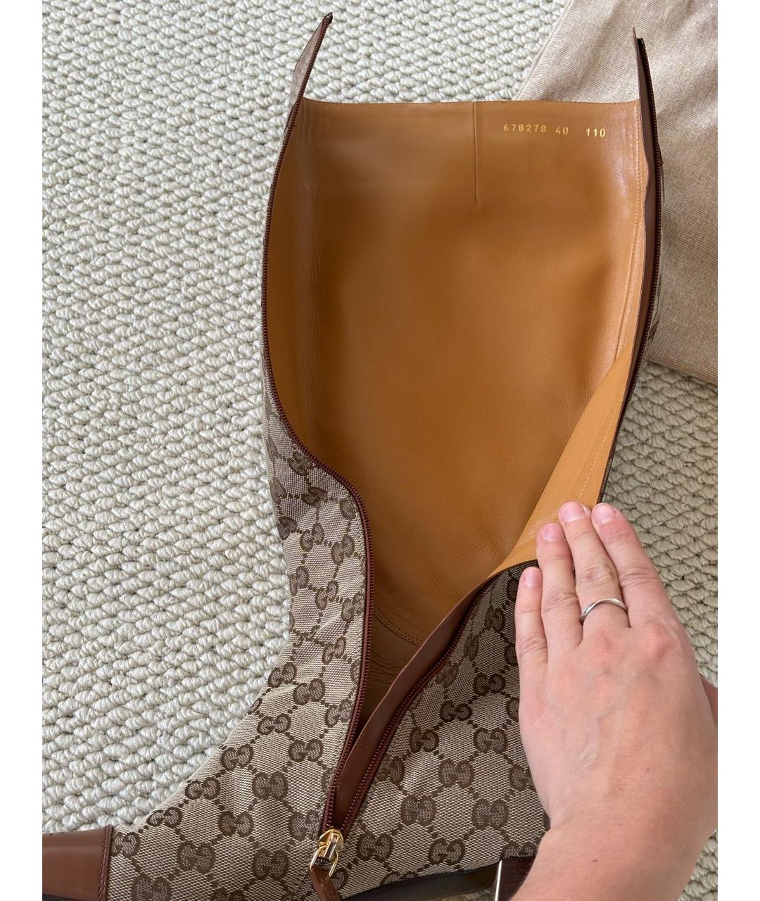 GUCCI Коричневые текстильные сапоги, фото 4