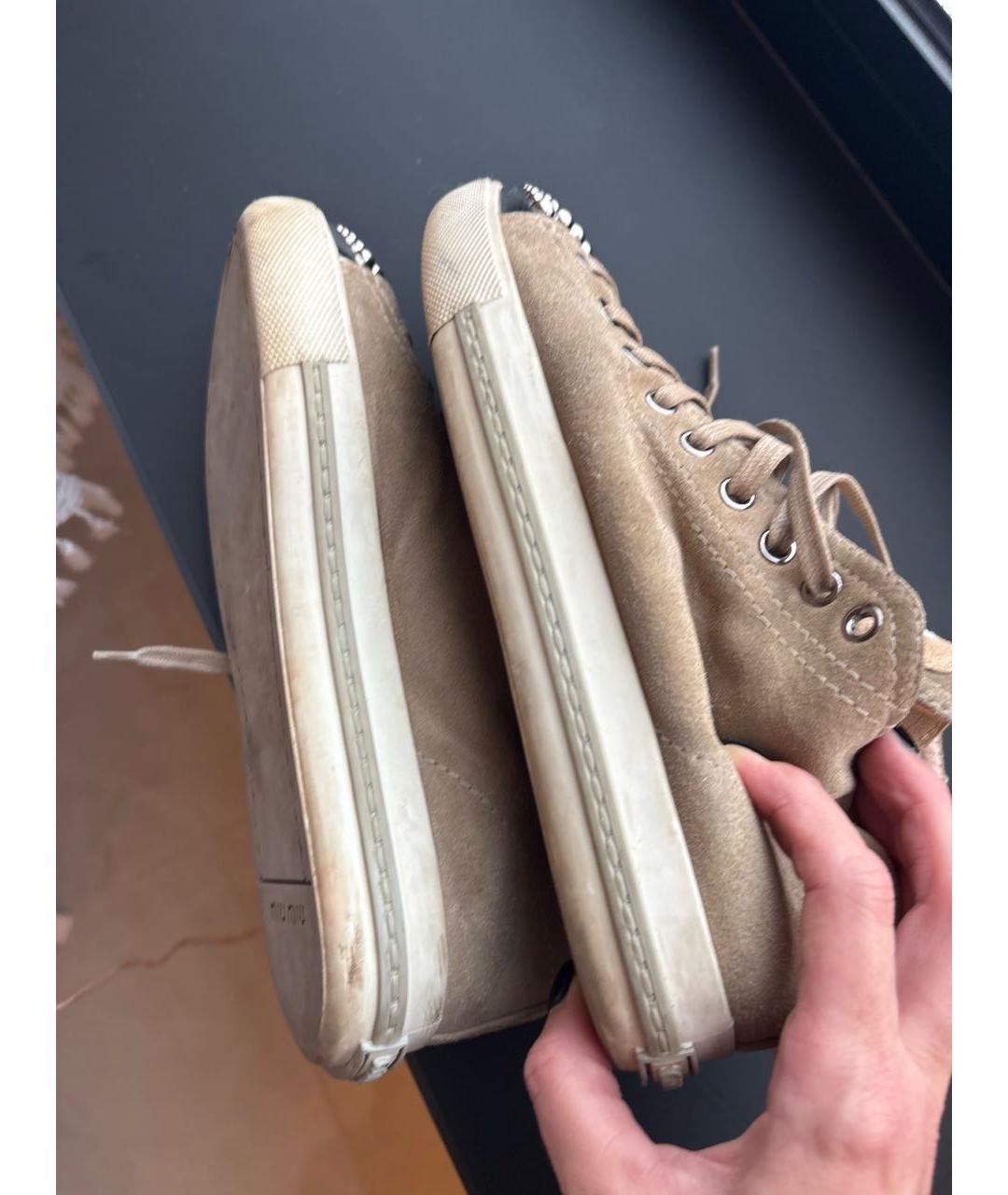 MIU MIU Бежевые замшевые кеды, фото 7