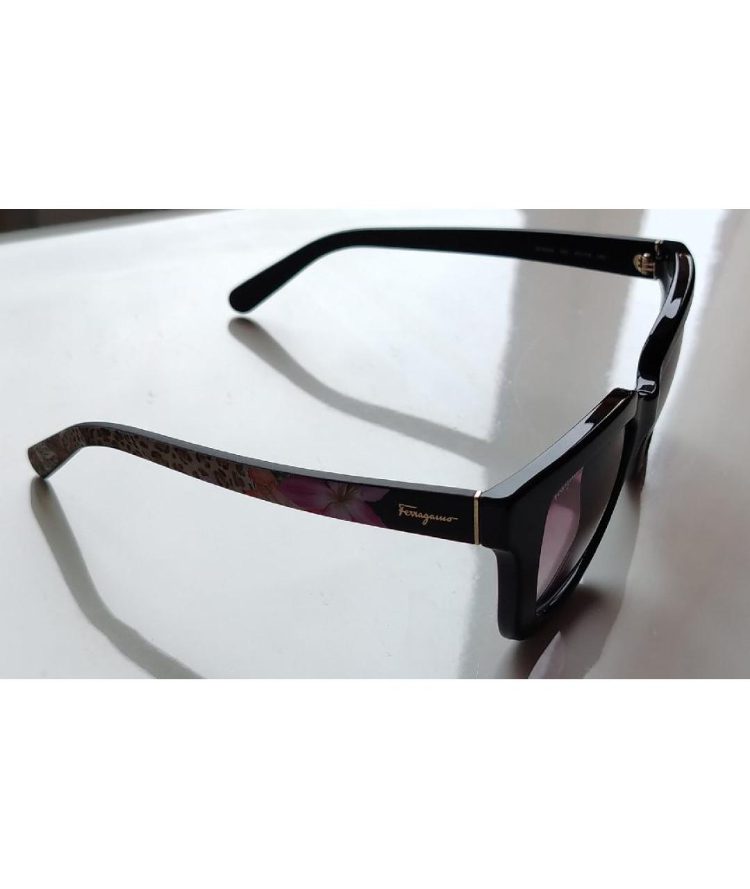 FERRAGAMO Черные пластиковые солнцезащитные очки, фото 2