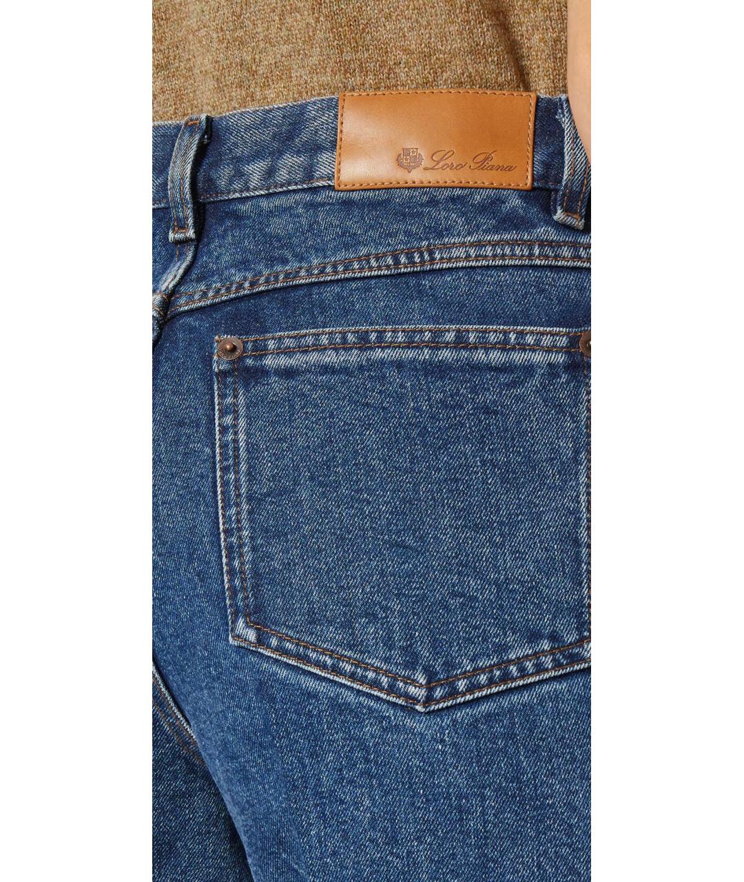 LORO PIANA Синие хлопковые прямые джинсы, фото 3