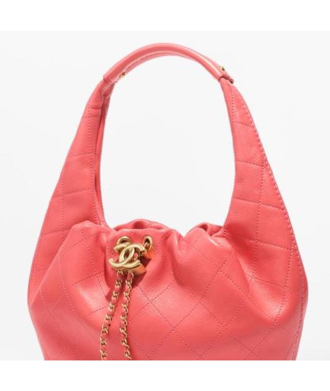 CHANEL Коралловая кожаная сумка с короткими ручками, фото 2