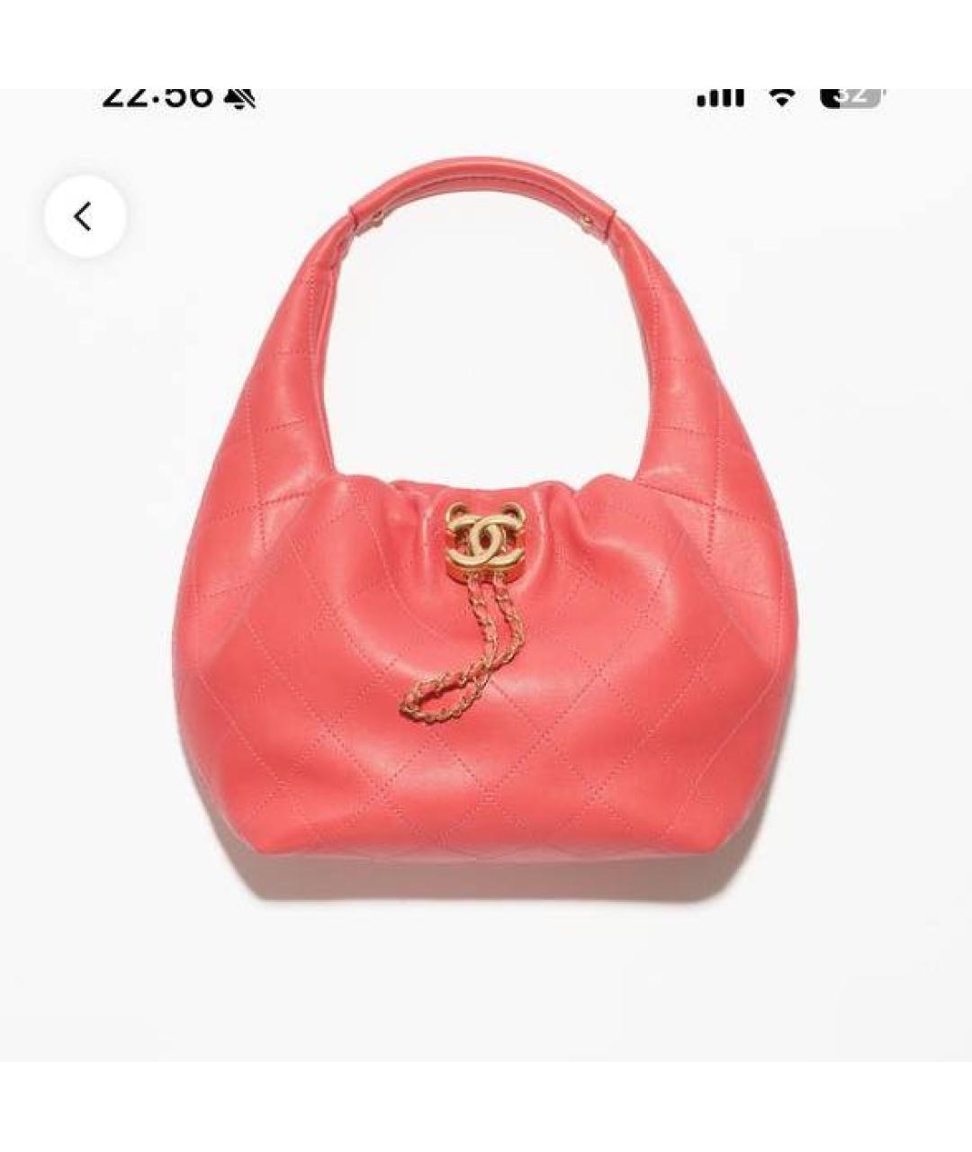 CHANEL Коралловая кожаная сумка с короткими ручками, фото 3