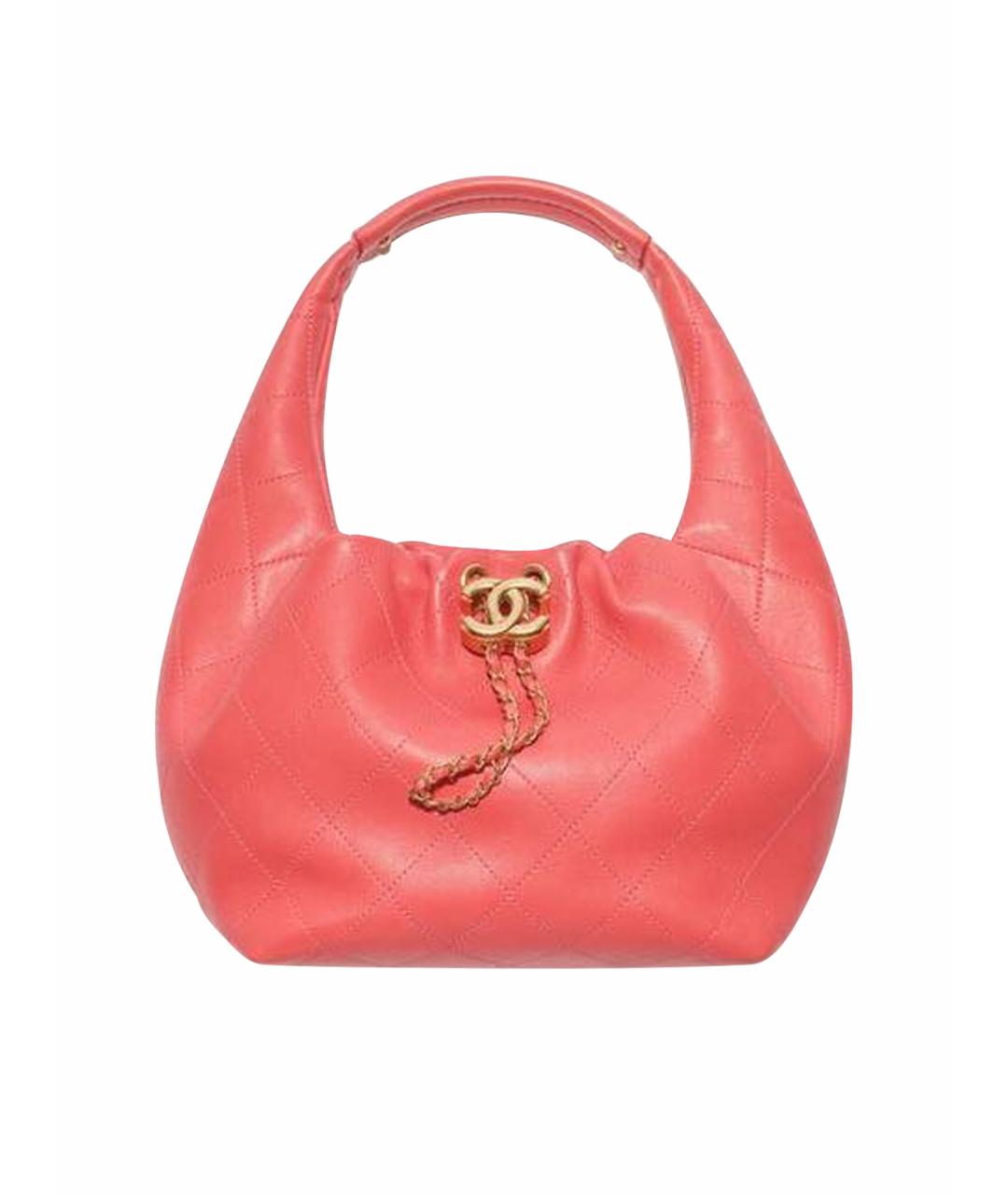 CHANEL Коралловая кожаная сумка с короткими ручками, фото 1
