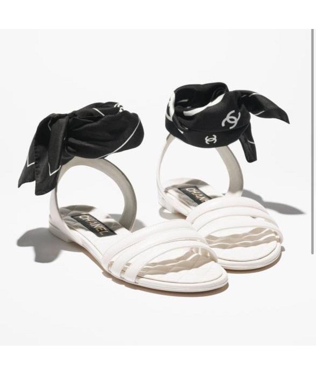 CHANEL Белые кожаные босоножки, фото 2