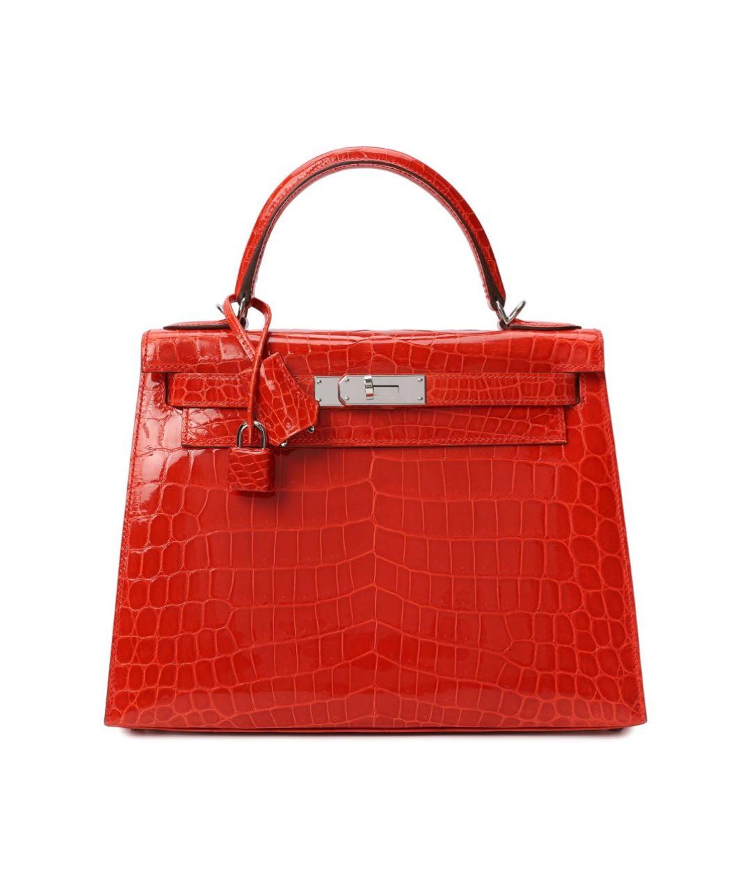 HERMES Красная сумка с короткими ручками из лакированной кожи, фото 1