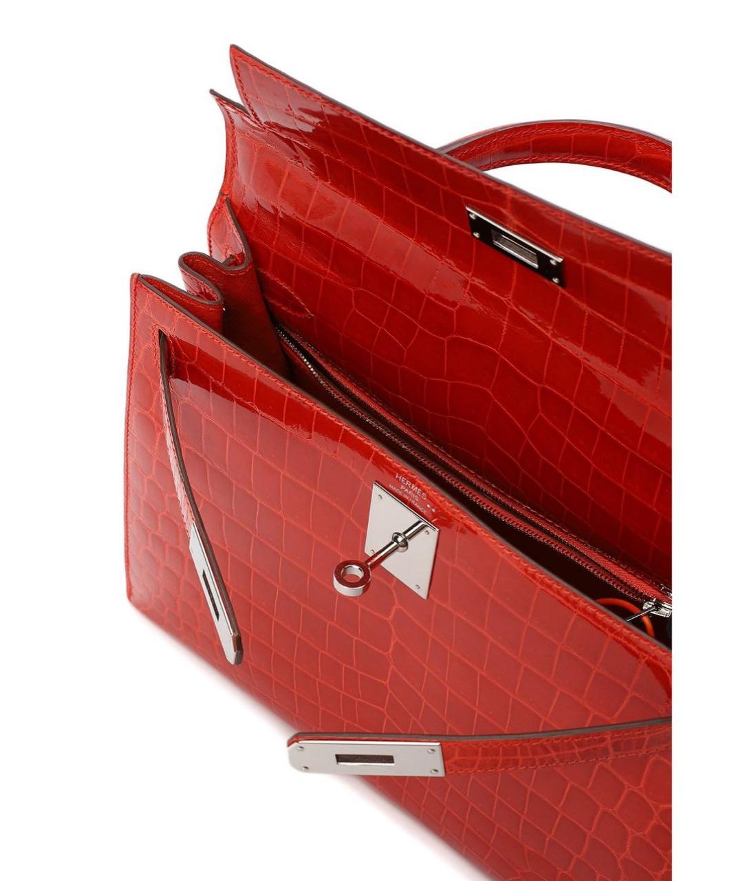 HERMES Красная сумка с короткими ручками из лакированной кожи, фото 3