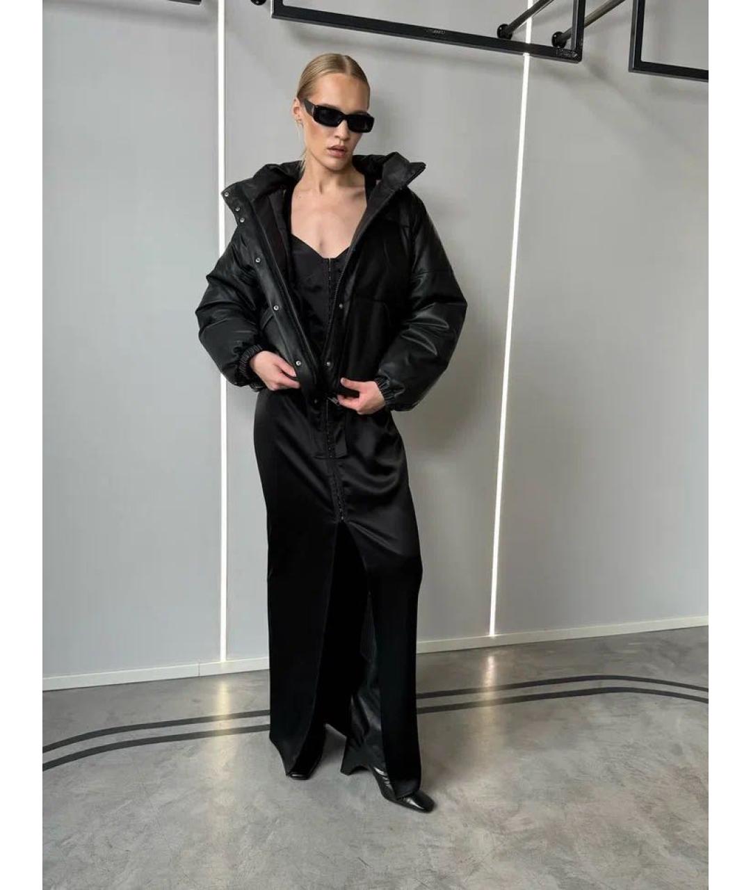 YVES SALOMON Черный кожаный пуховик, фото 3