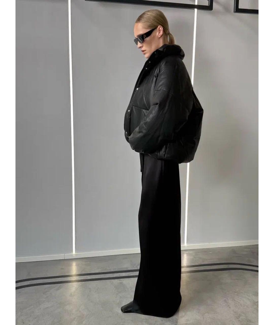 YVES SALOMON Черный кожаный пуховик, фото 2