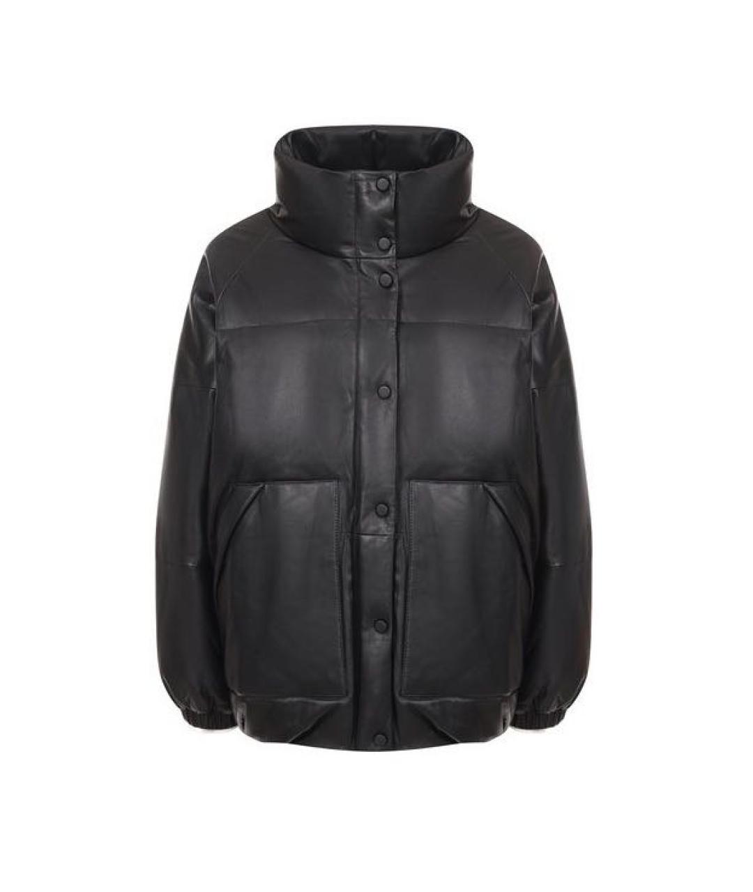 YVES SALOMON Черный кожаный пуховик, фото 1