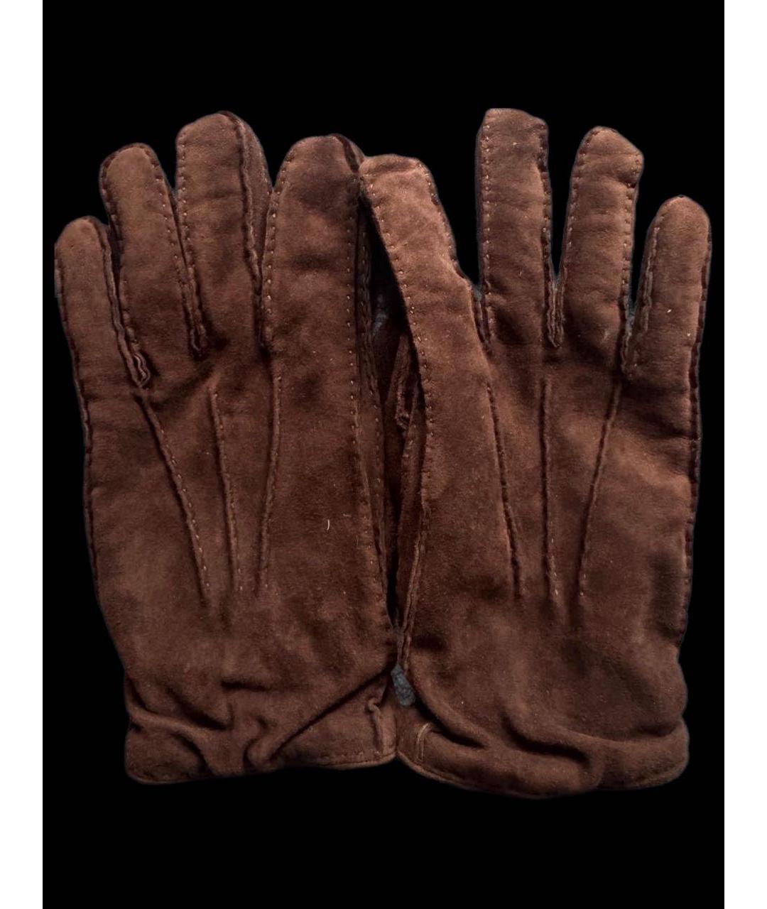 BRUNELLO CUCINELLI Коричневые перчатки, фото 8