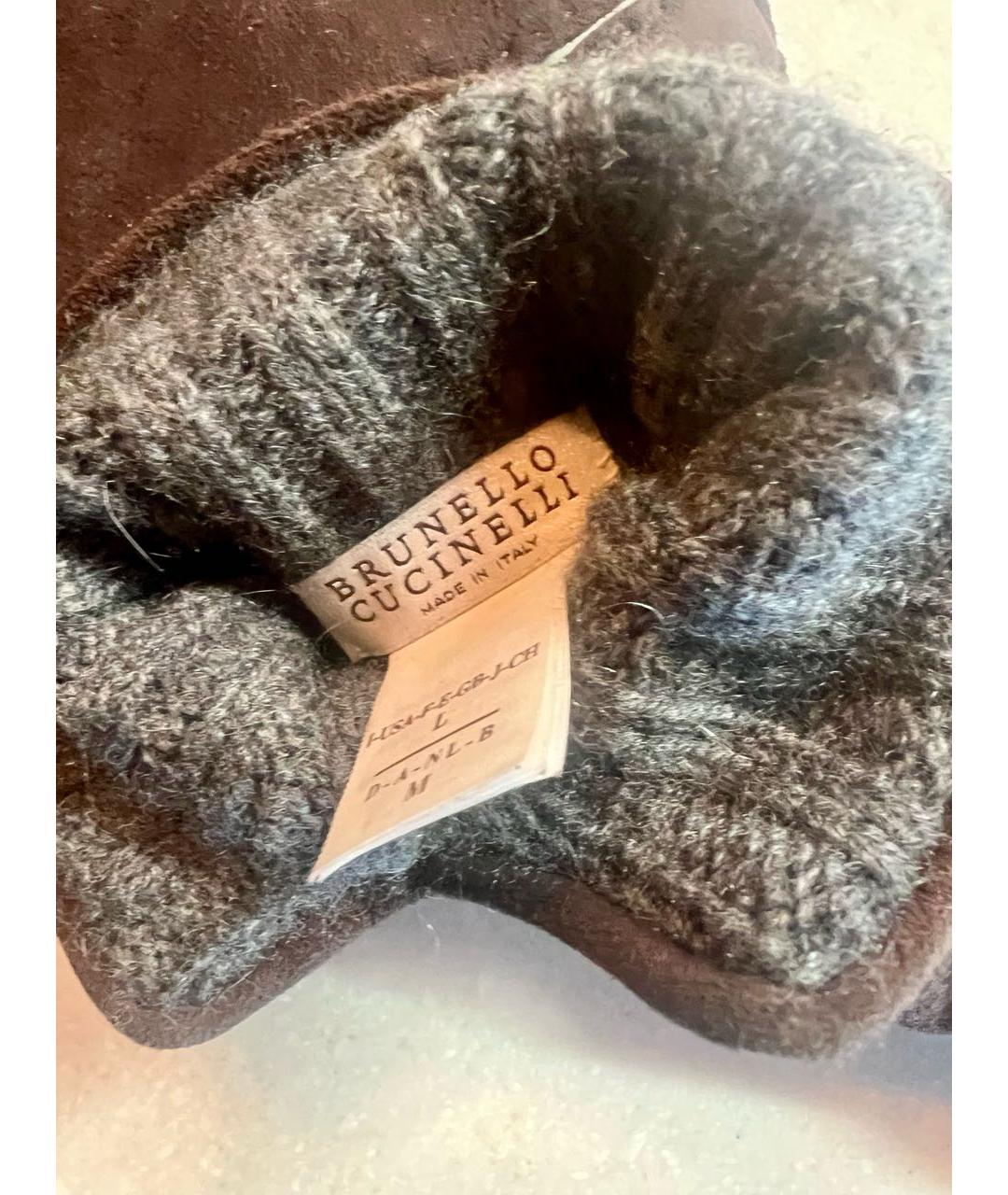 BRUNELLO CUCINELLI Коричневые перчатки, фото 6