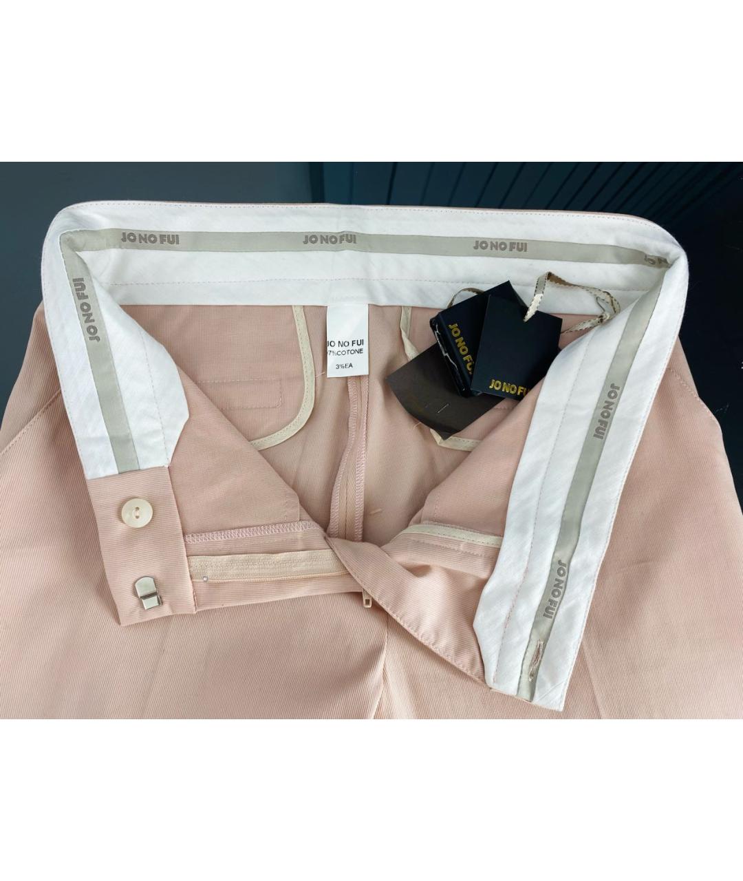 JO NO FUI Розовые хлопковые прямые брюки, фото 3