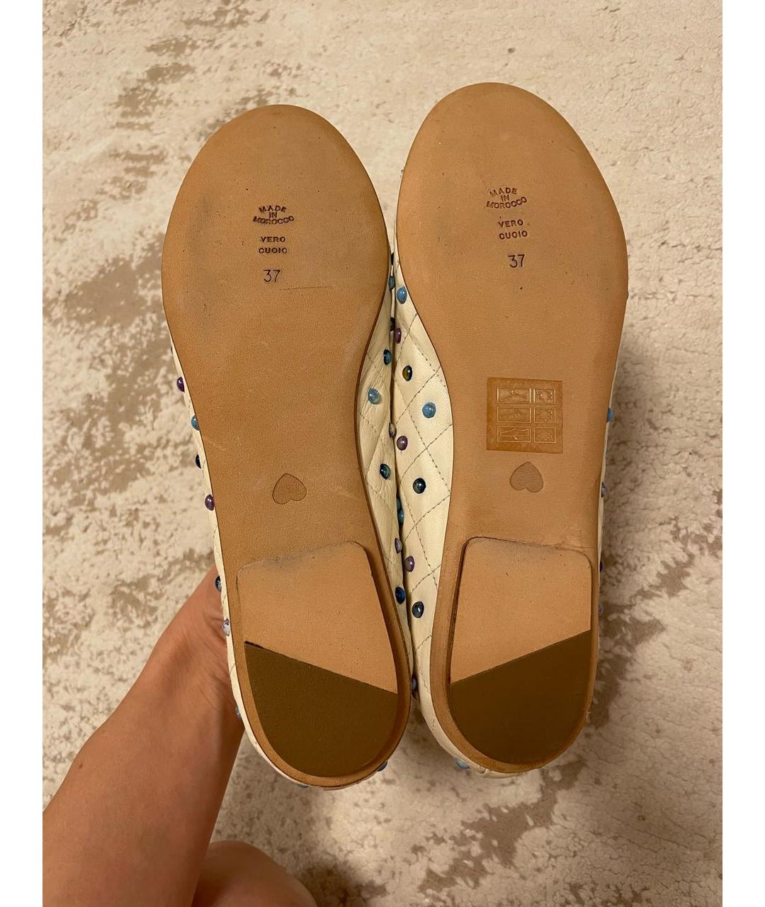 MOSCHINO Бежевые кожаные балетки, фото 5