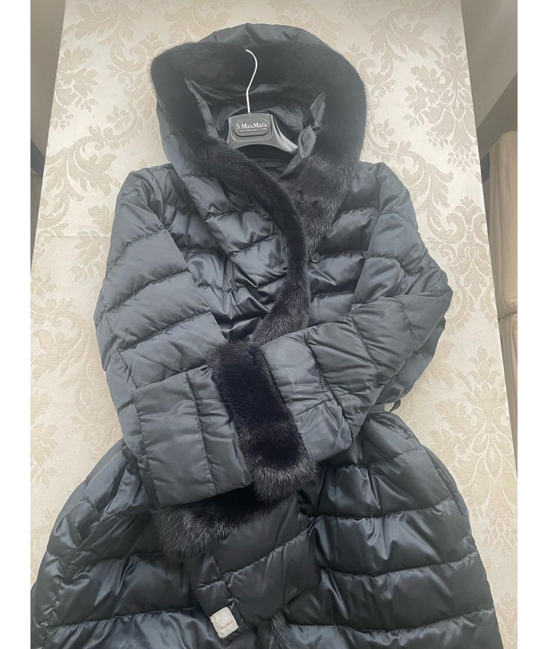 MAX MARA Темно-синий атласный пуховик, фото 4