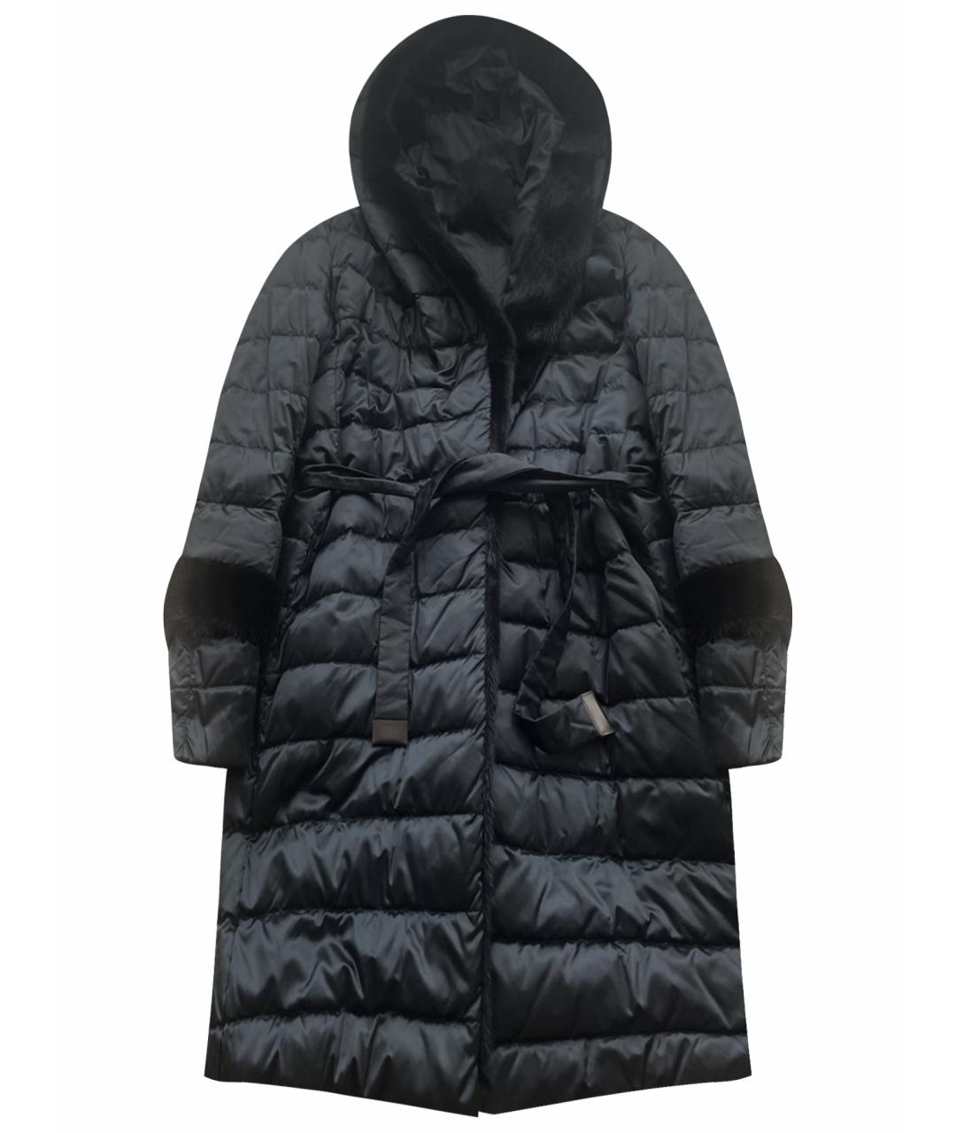 MAX MARA Темно-синий атласный пуховик, фото 1