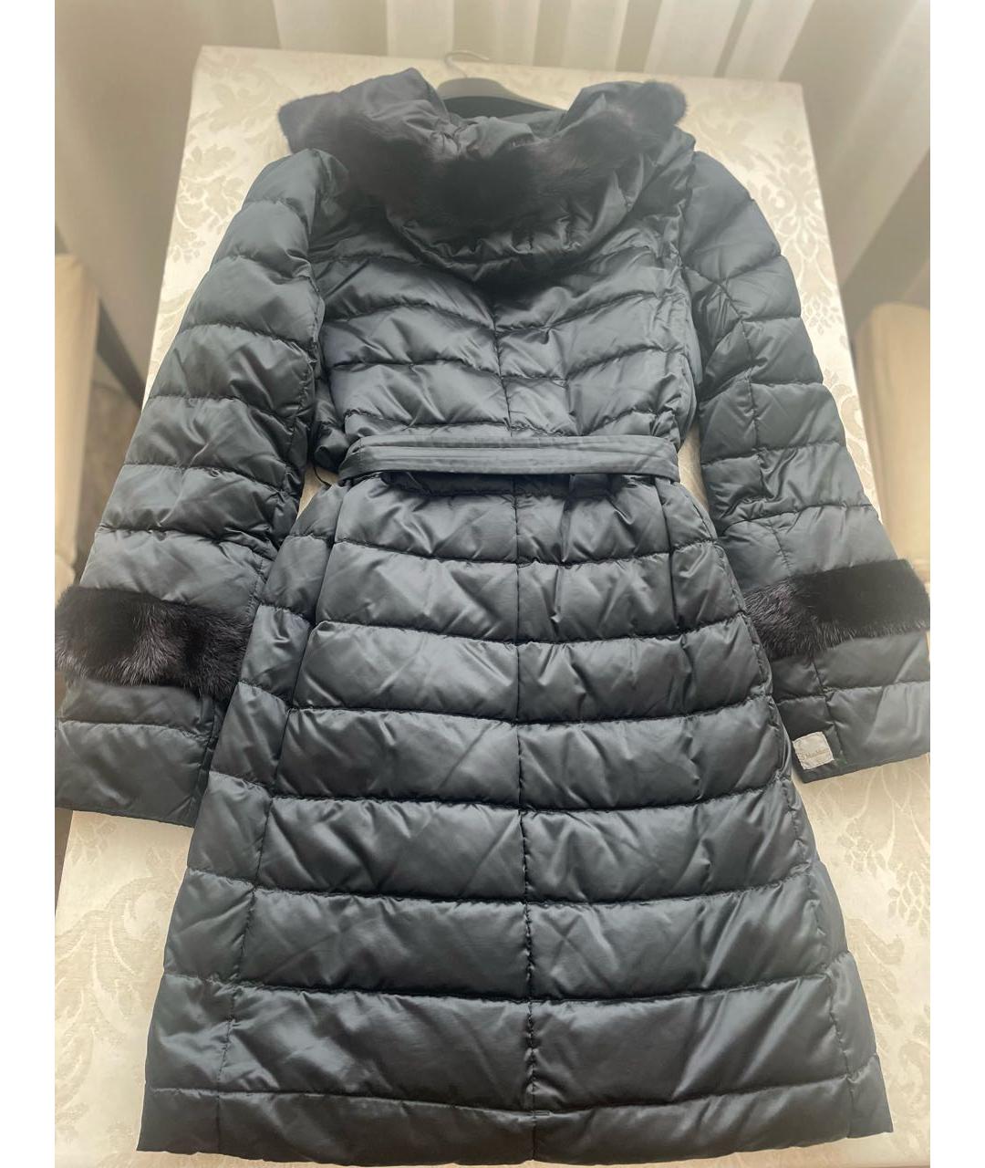 MAX MARA Темно-синий атласный пуховик, фото 2