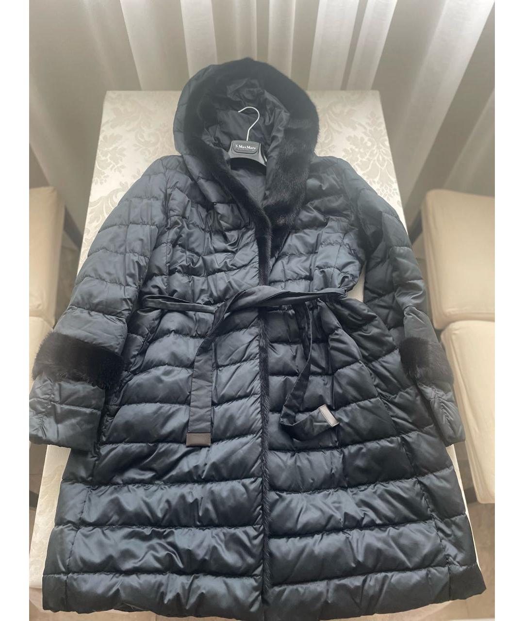 MAX MARA Темно-синий атласный пуховик, фото 5