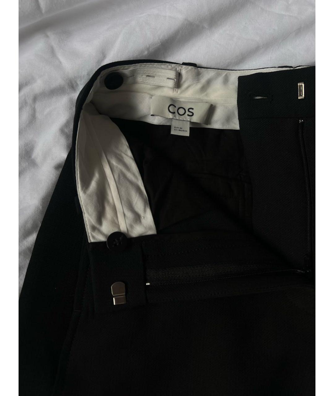 COS Черные шерстяные прямые брюки, фото 3