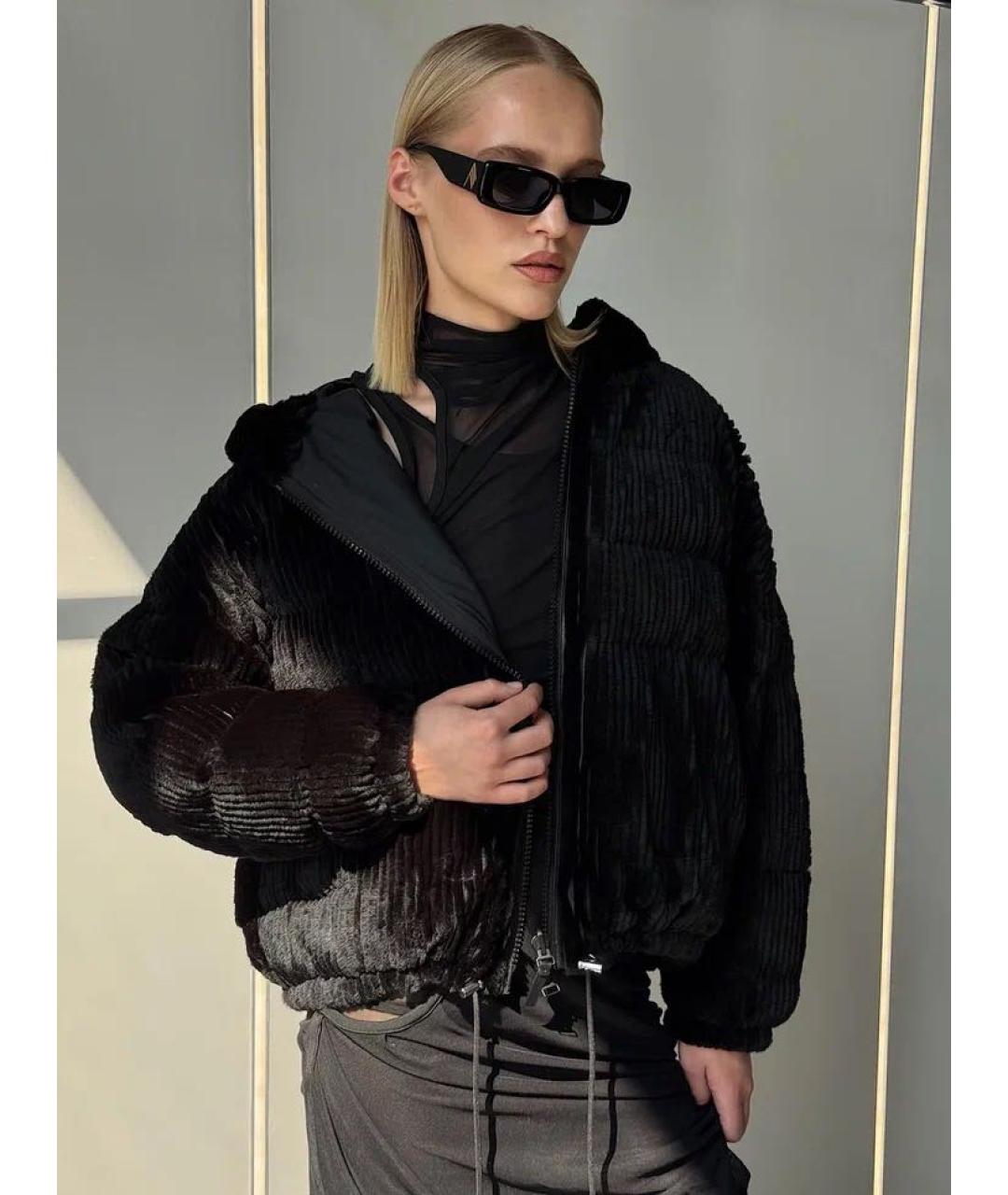 YVES SALOMON Черный меховой пуховик, фото 3