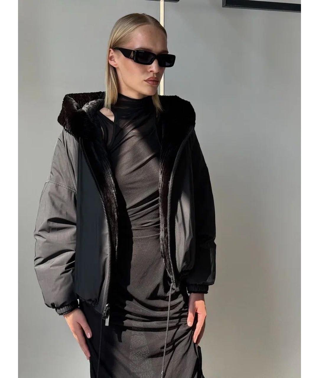 YVES SALOMON Черный меховой пуховик, фото 4