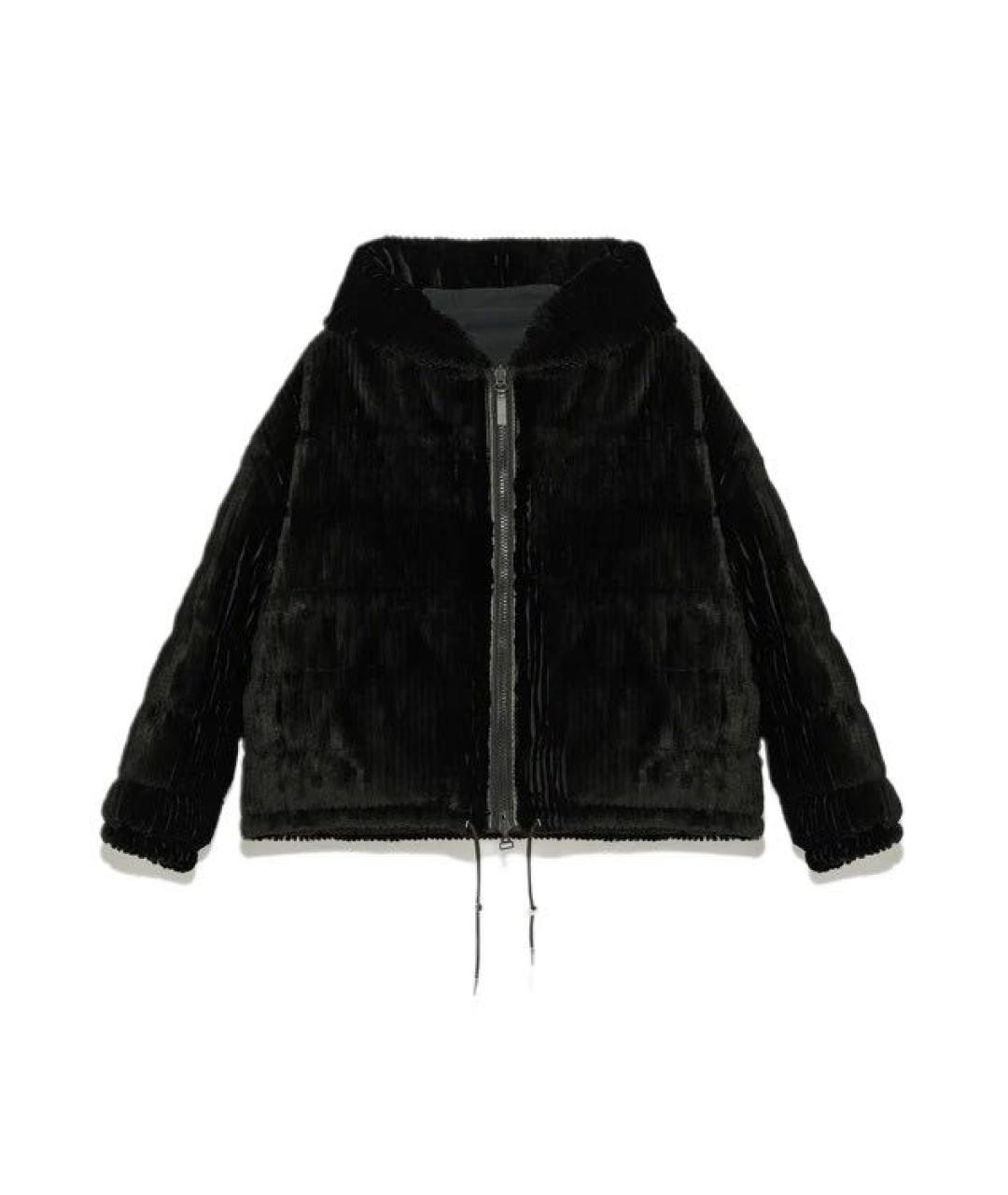 YVES SALOMON Черный меховой пуховик, фото 1