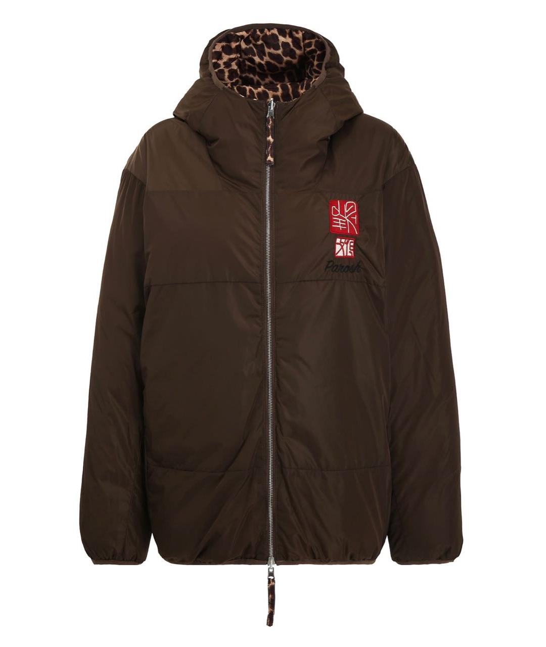 P.A.R.O.S.H. Коричневый полиэстеровый пуховик, фото 3