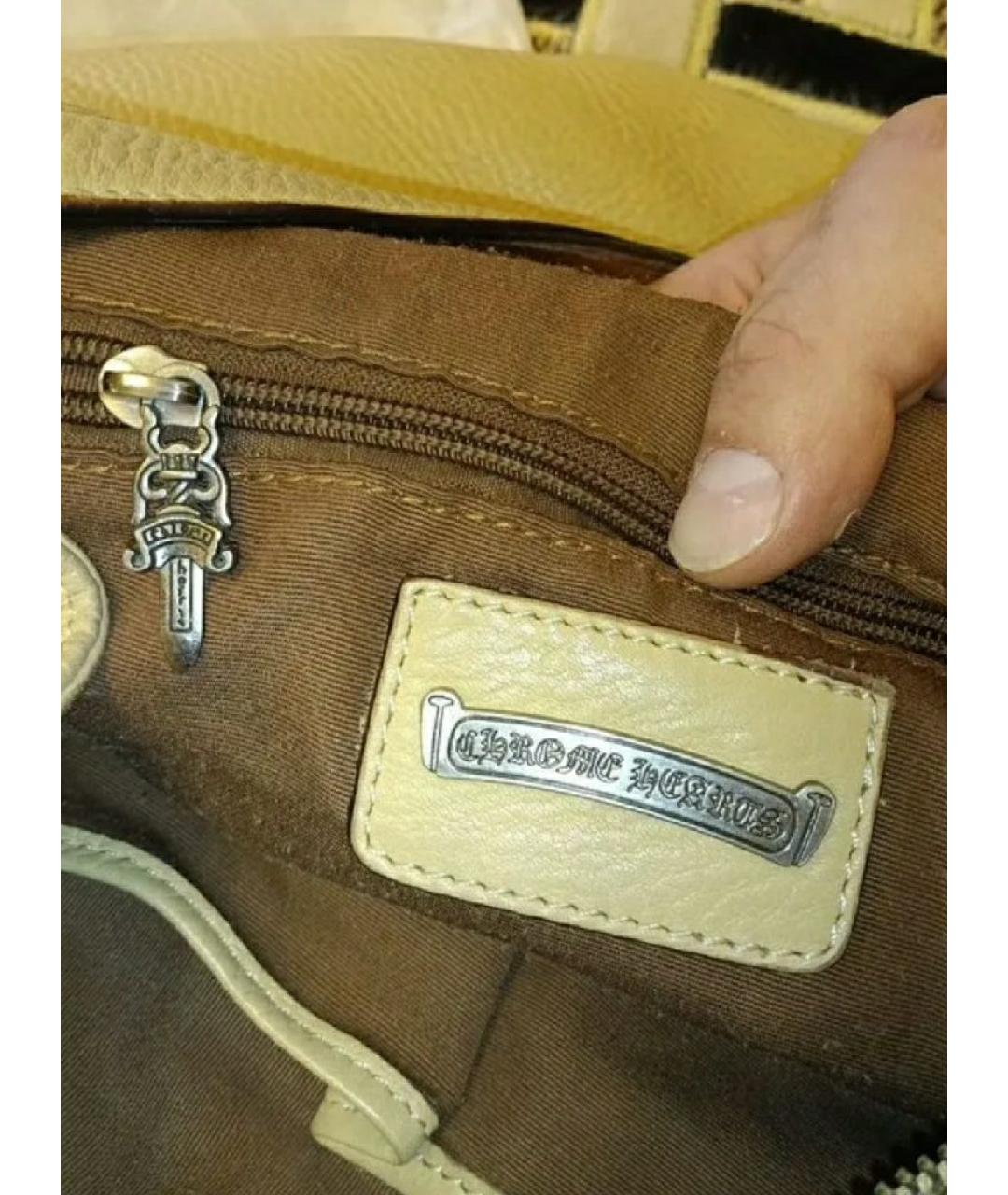 CHROME HEARTS Бежевая кожаная сумка через плечо, фото 4