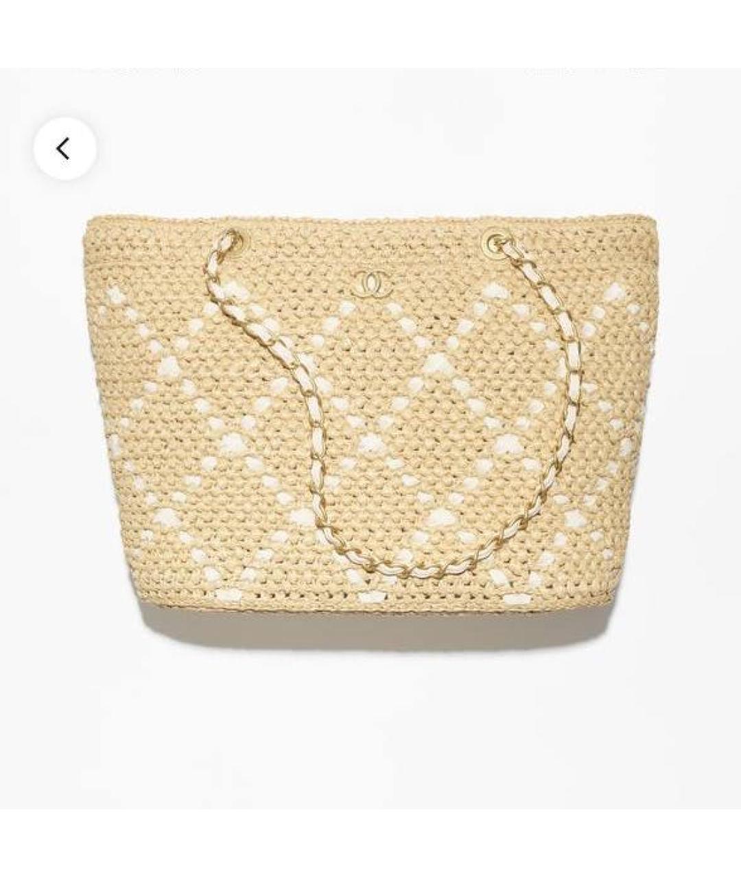 CHANEL Бежевая хлопковая сумка тоут, фото 3