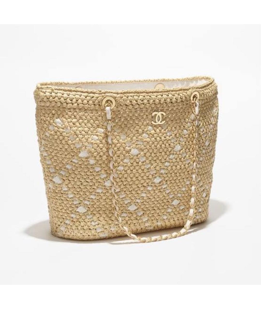 CHANEL Бежевая хлопковая сумка тоут, фото 2