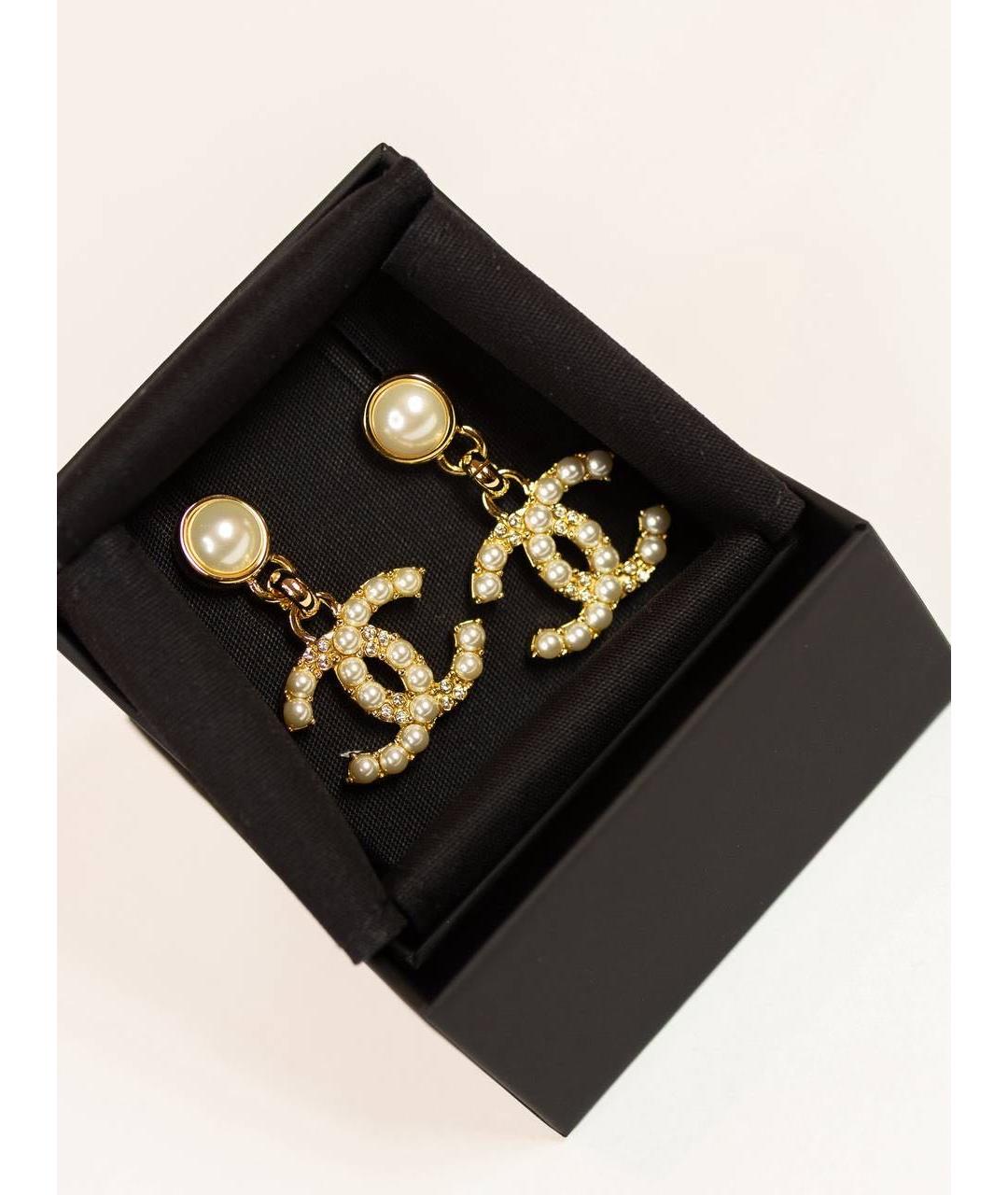 CHANEL Золотые металлические серьги, фото 4