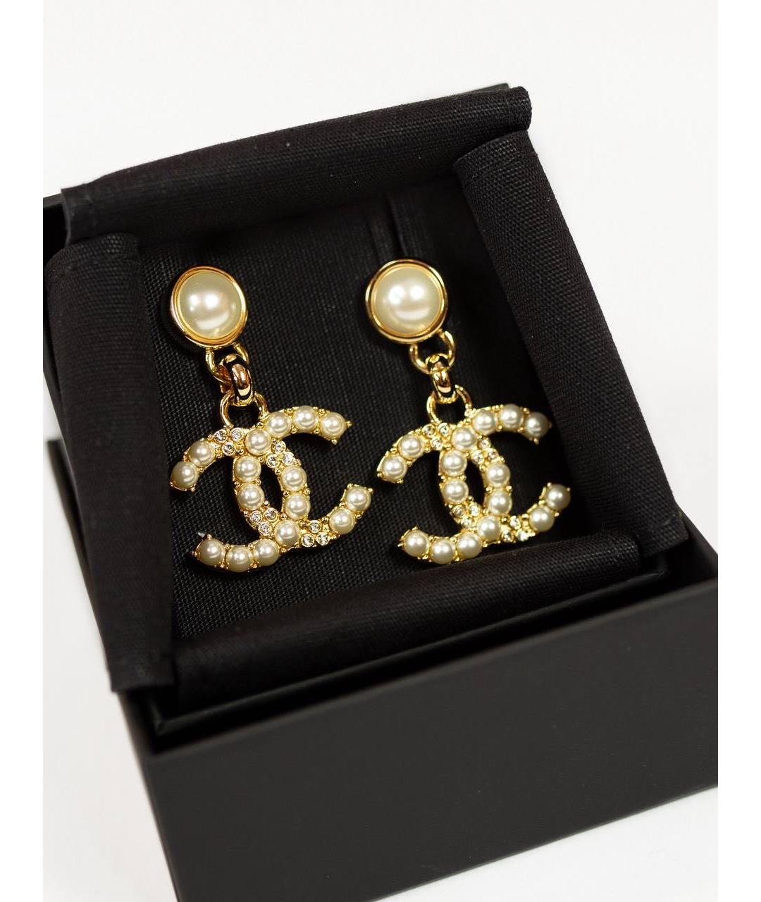 CHANEL Золотые металлические серьги, фото 3