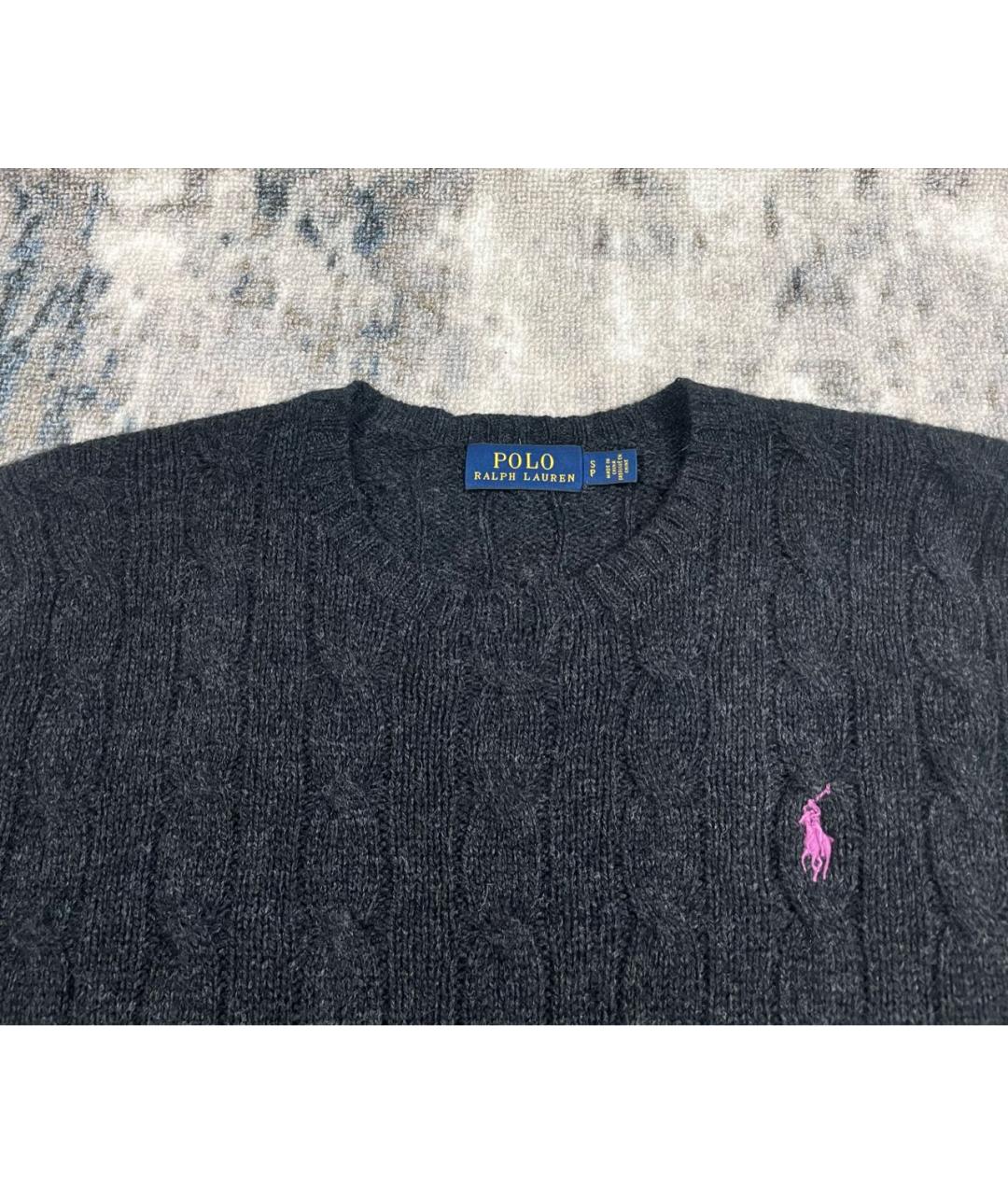 POLO RALPH LAUREN Антрацитовый шерстяной джемпер / свитер, фото 4