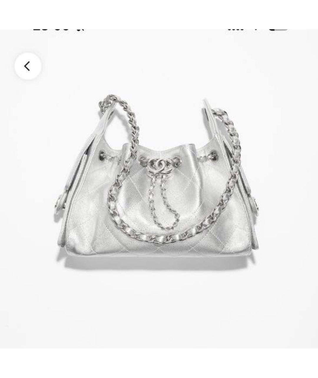 CHANEL Серая кожаная сумка с короткими ручками, фото 3