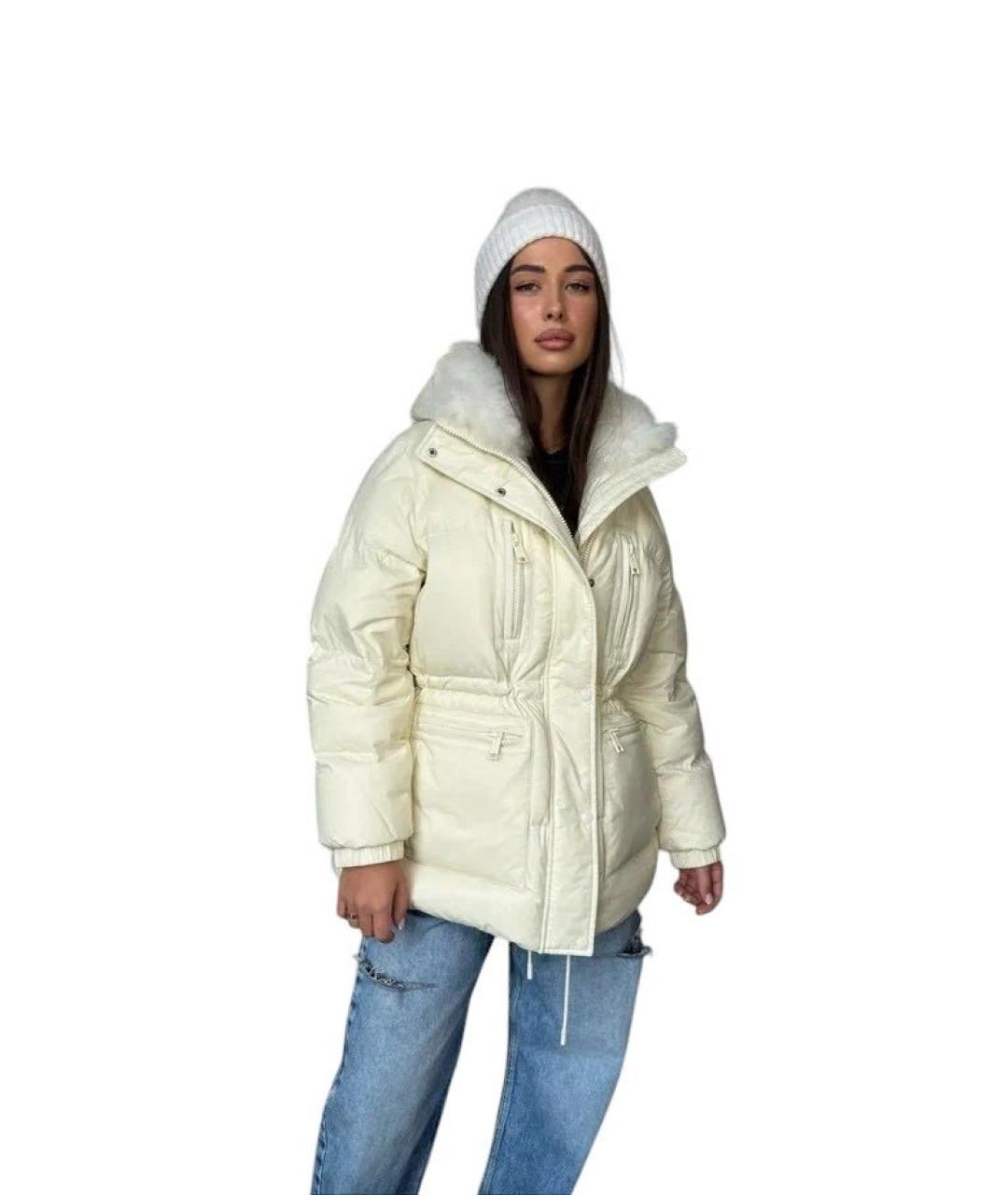 YVES SALOMON Бежевый полиамидовый пуховик, фото 2