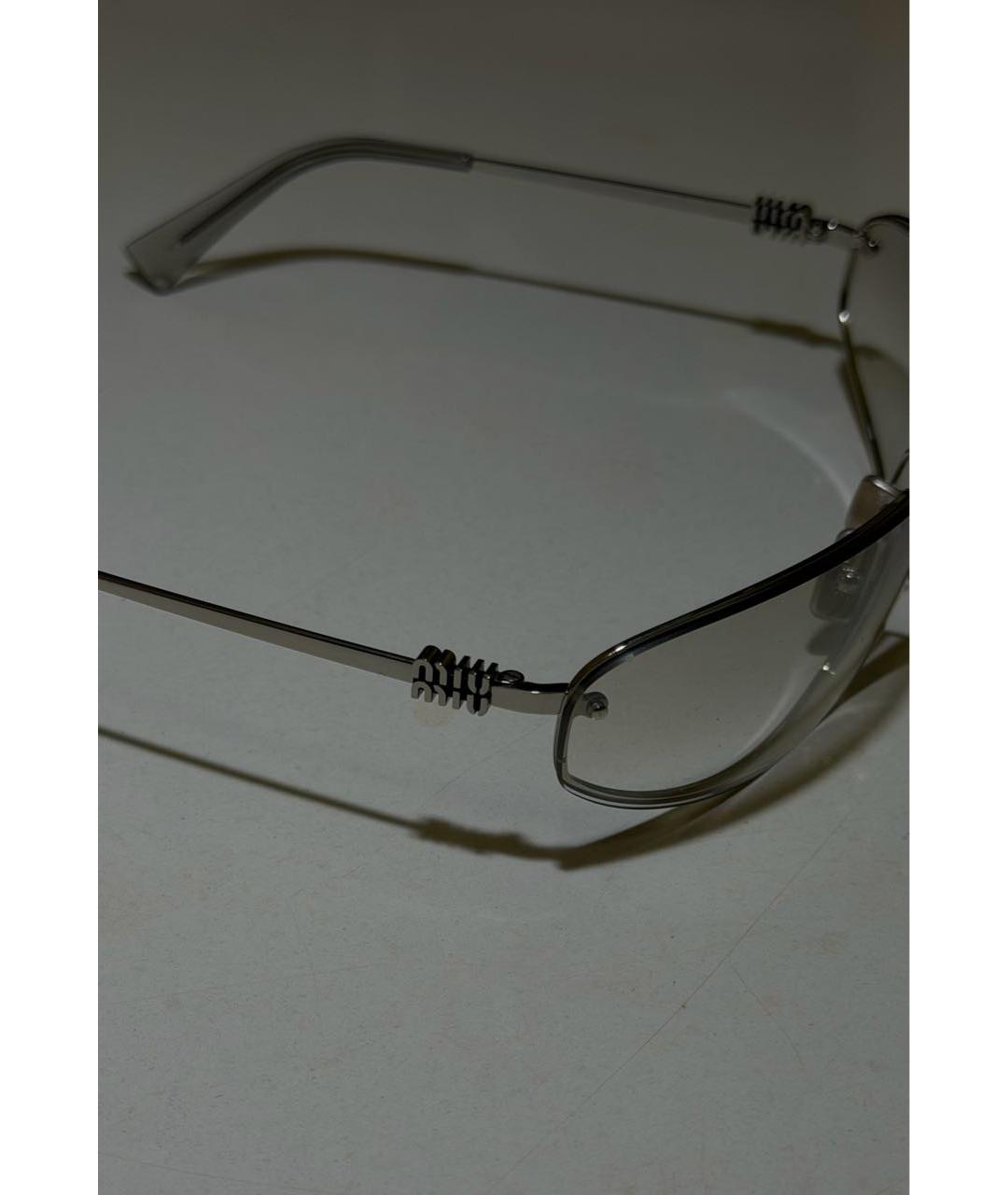 MIU MIU Серебряные металлические солнцезащитные очки, фото 4