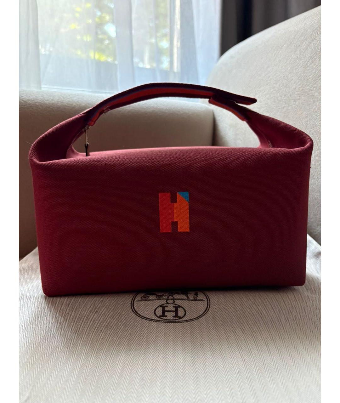 HERMES Красная тканевая косметичка, фото 5