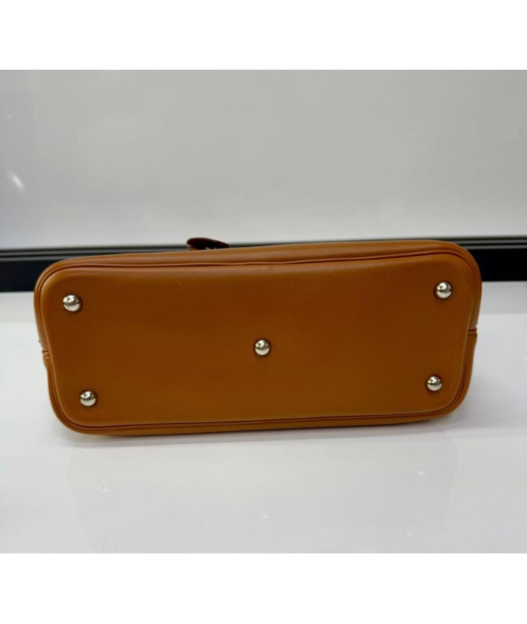 HERMES Коричневая кожаная сумка с короткими ручками, фото 5