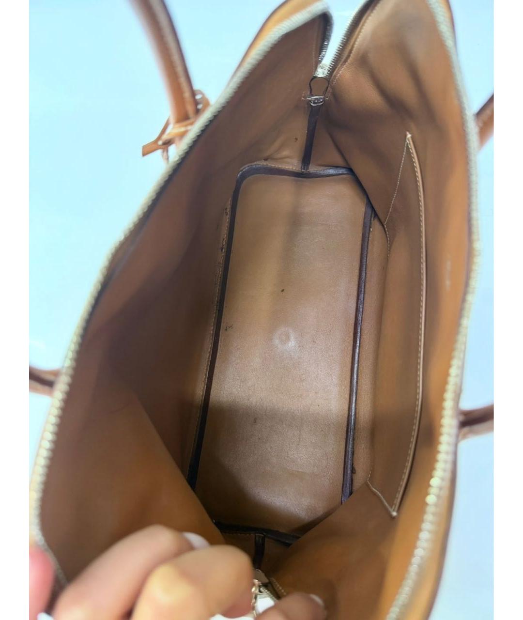 HERMES Коричневая кожаная сумка с короткими ручками, фото 4