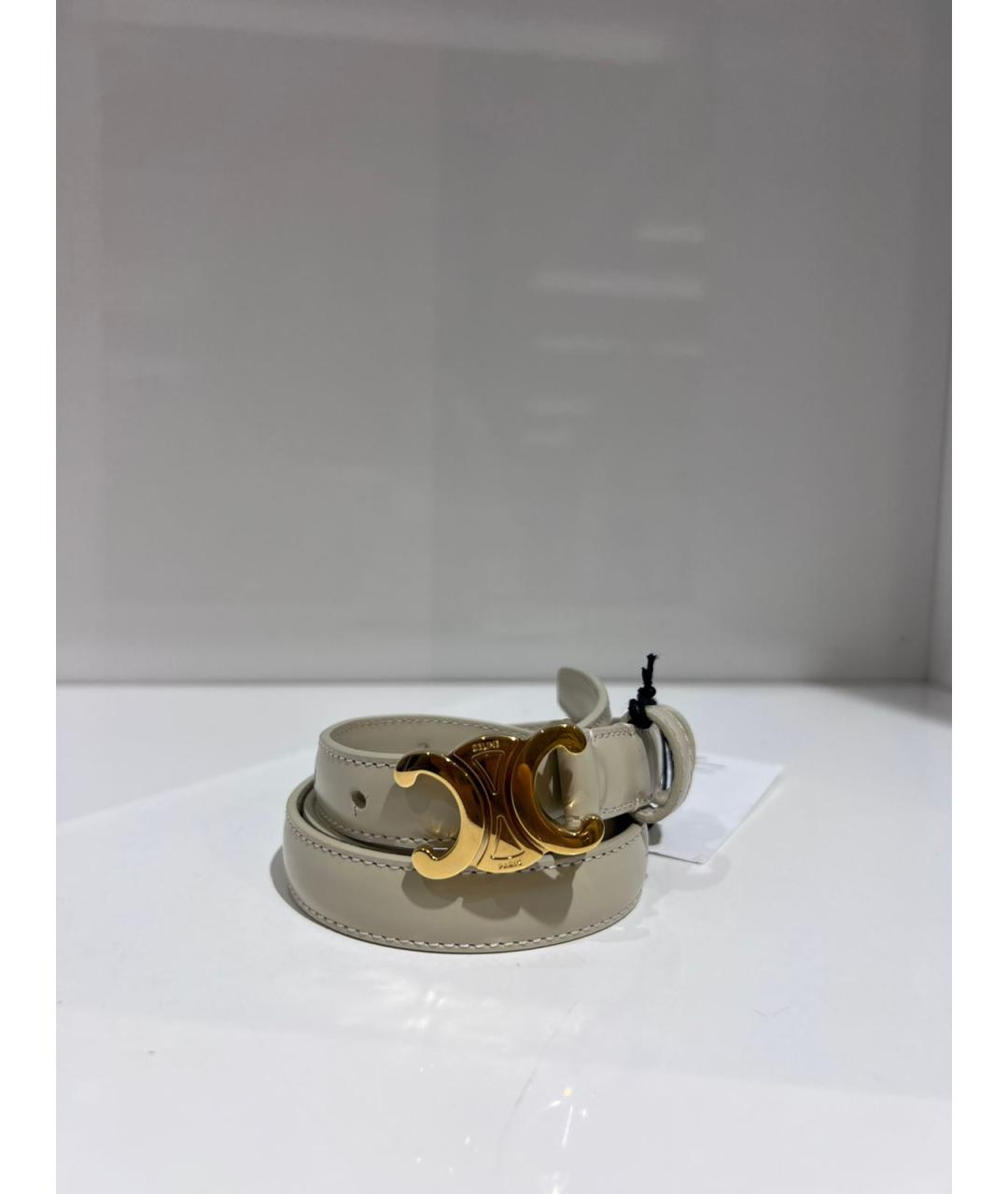 CELINE Бежевый кожаный ремень, фото 2