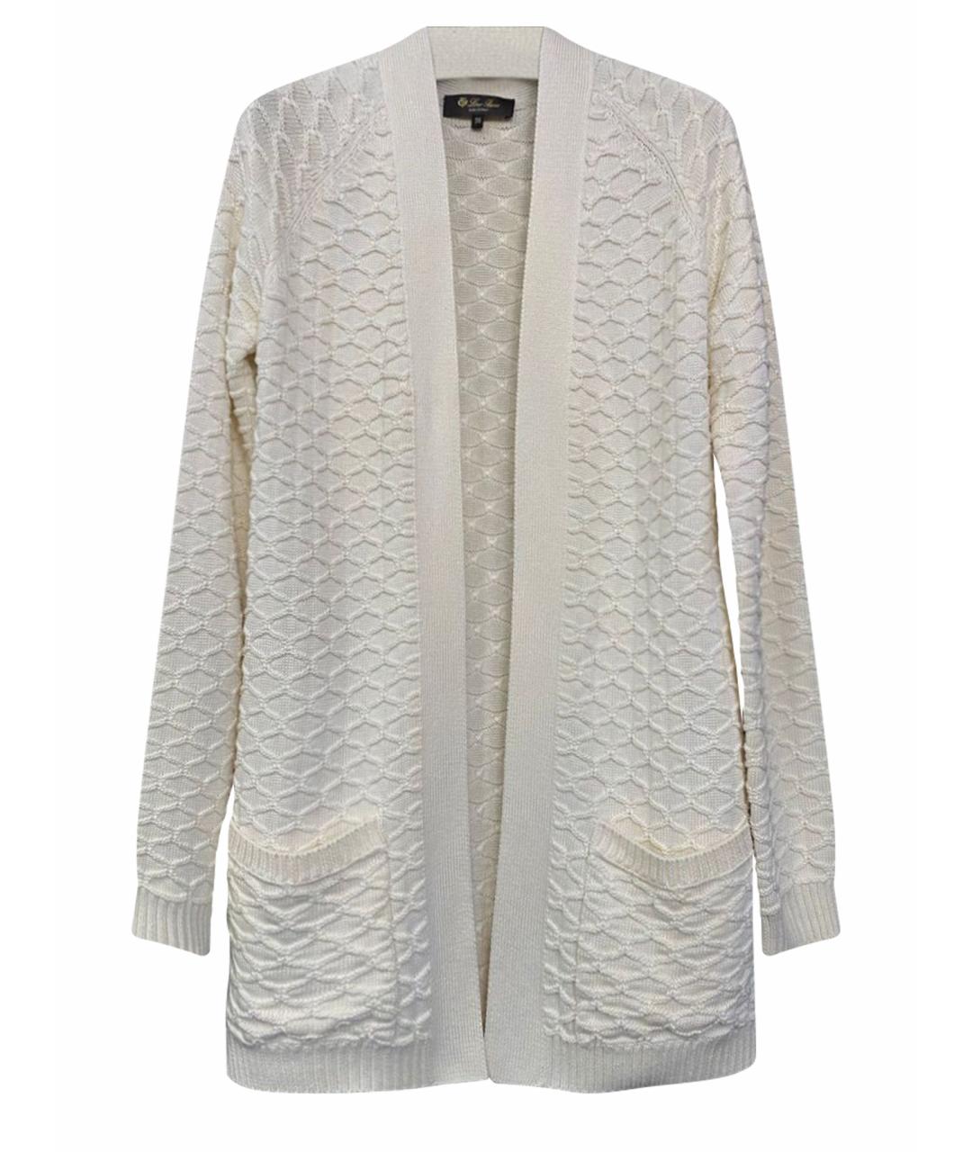 LORO PIANA Белый хлопковый кардиган, фото 1