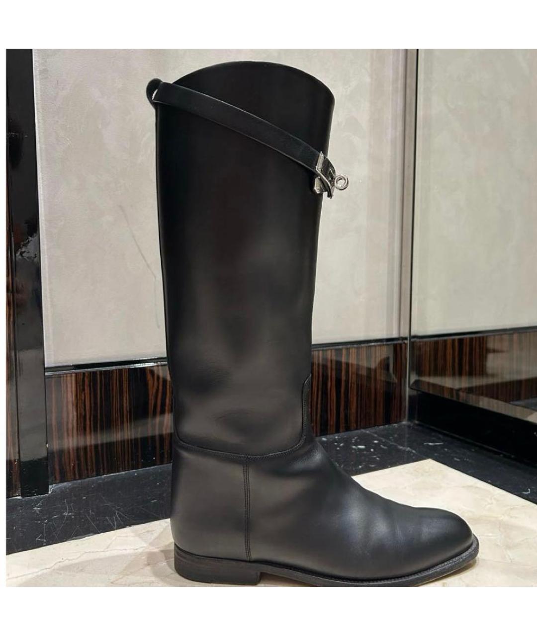 HERMES Черные кожаные сапоги, фото 5