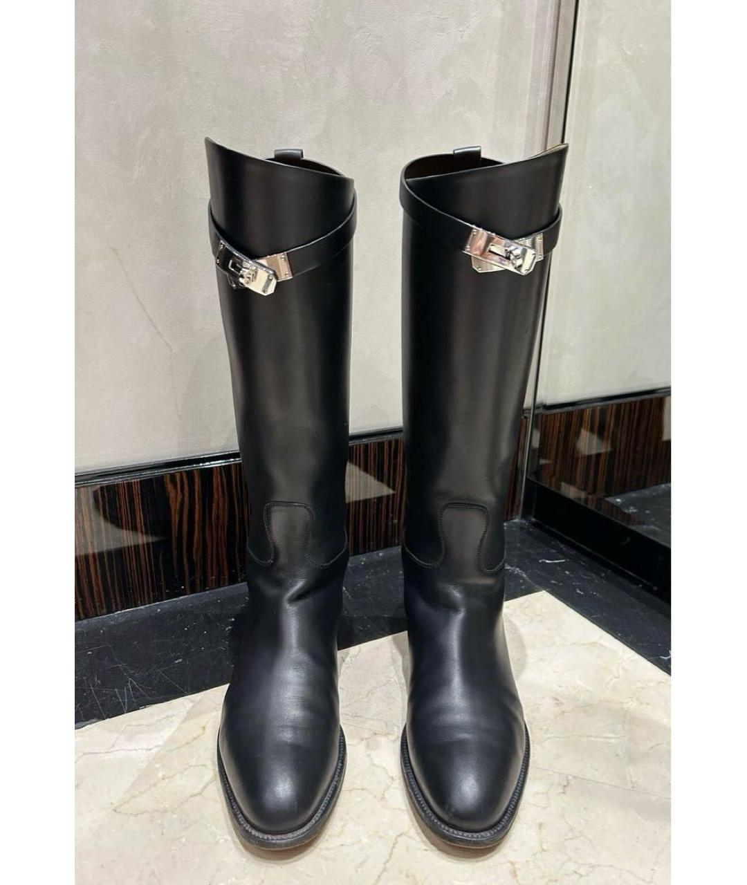 HERMES Черные кожаные сапоги, фото 2