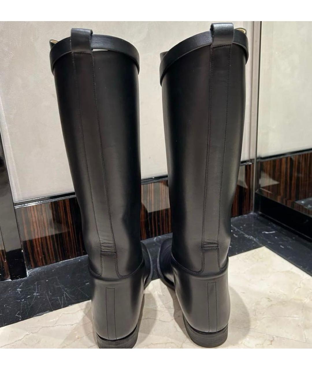 HERMES Черные кожаные сапоги, фото 3