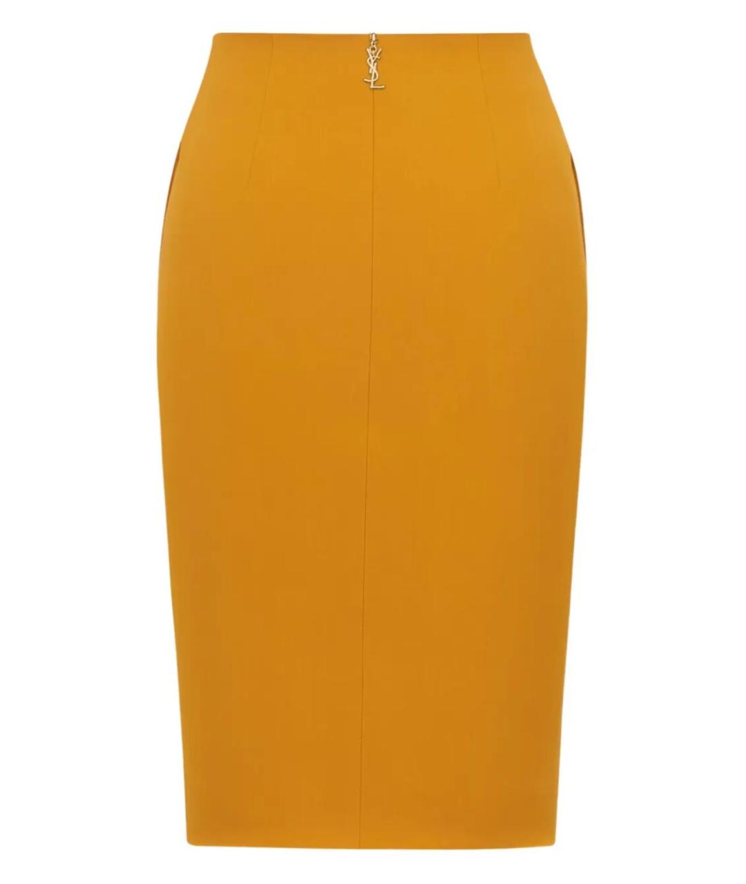 SAINT LAURENT Оранжевая вискозная юбка миди, фото 2