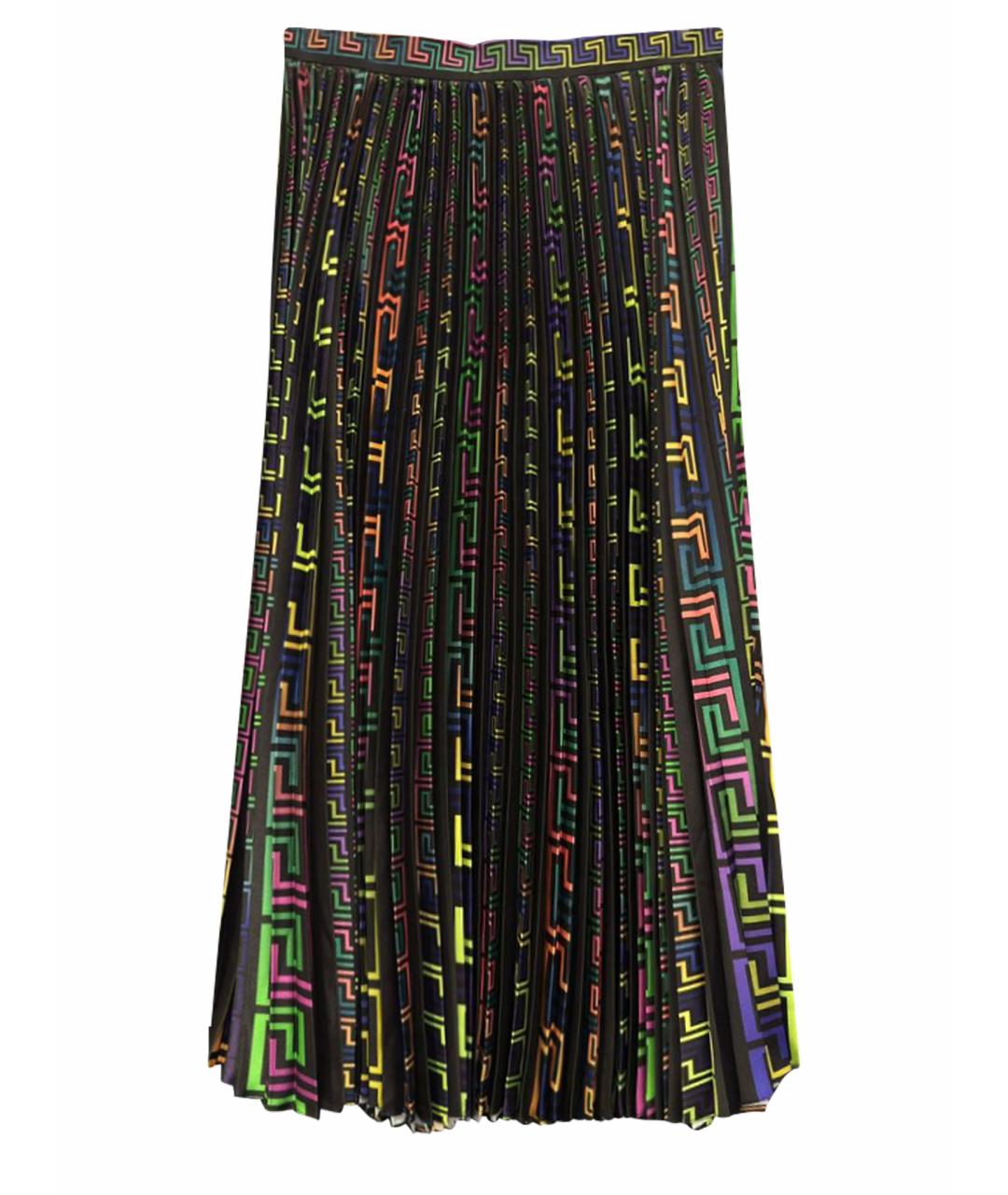 VERSACE Мульти шелковая юбка миди, фото 1