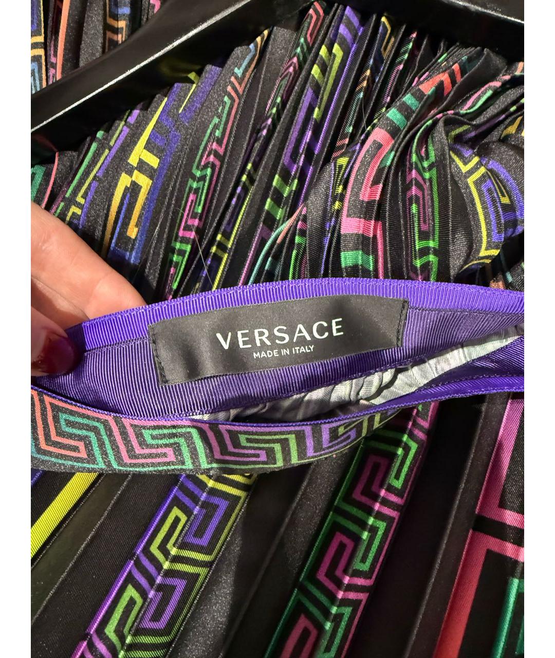 VERSACE Мульти шелковая юбка миди, фото 4