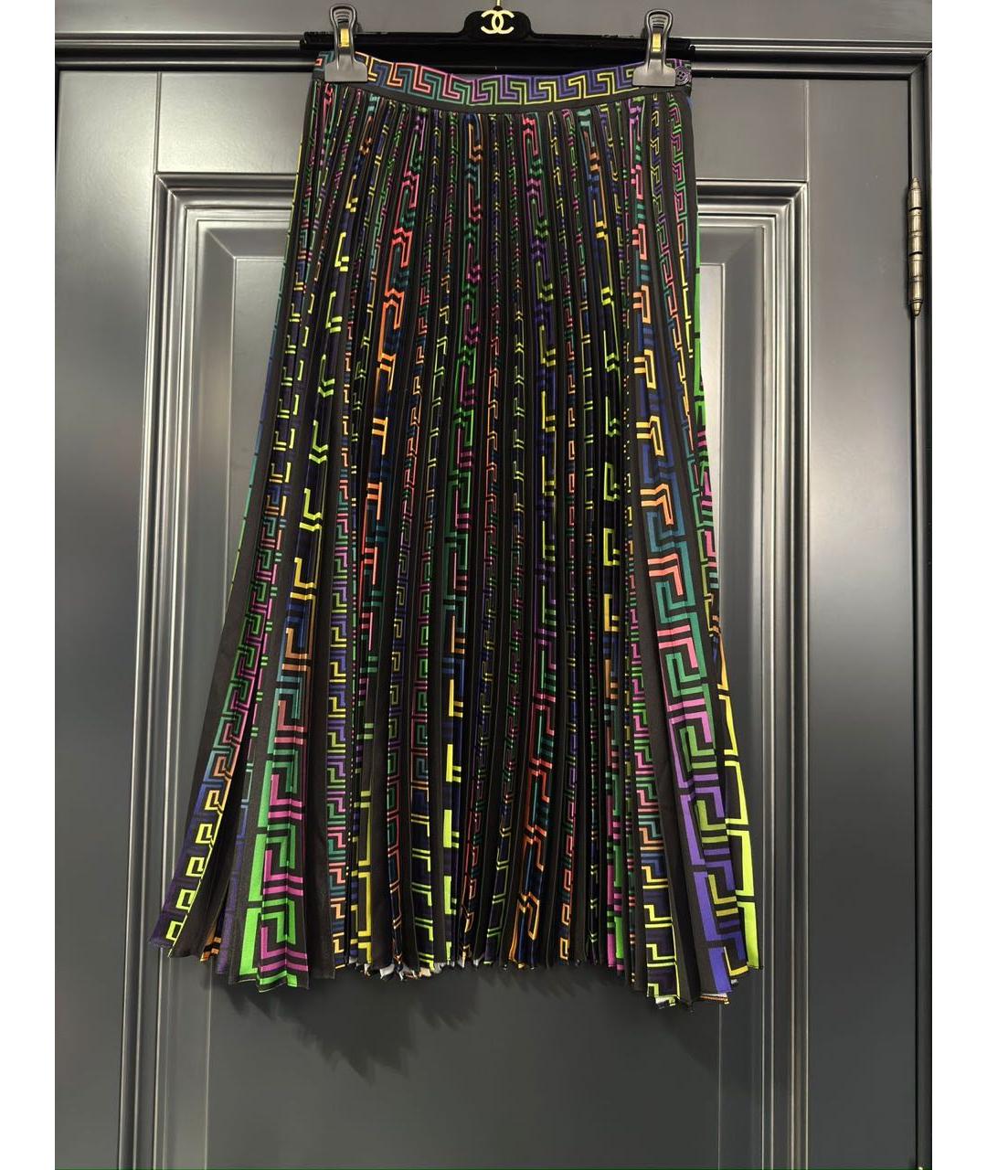 VERSACE Мульти шелковая юбка миди, фото 7